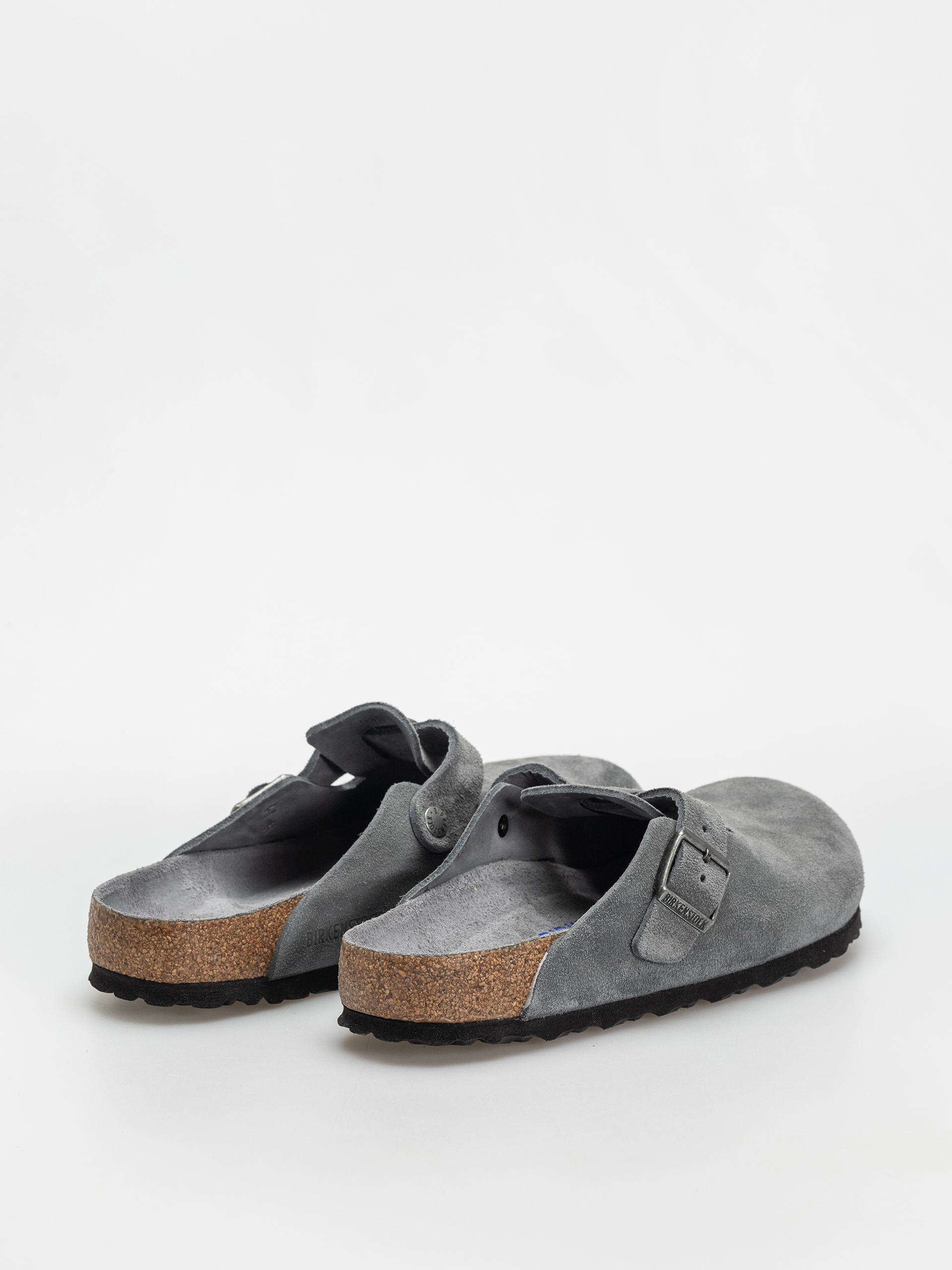 Plážovky Birkenstock Boston SFB Suede Leather Regular (basalt gray)