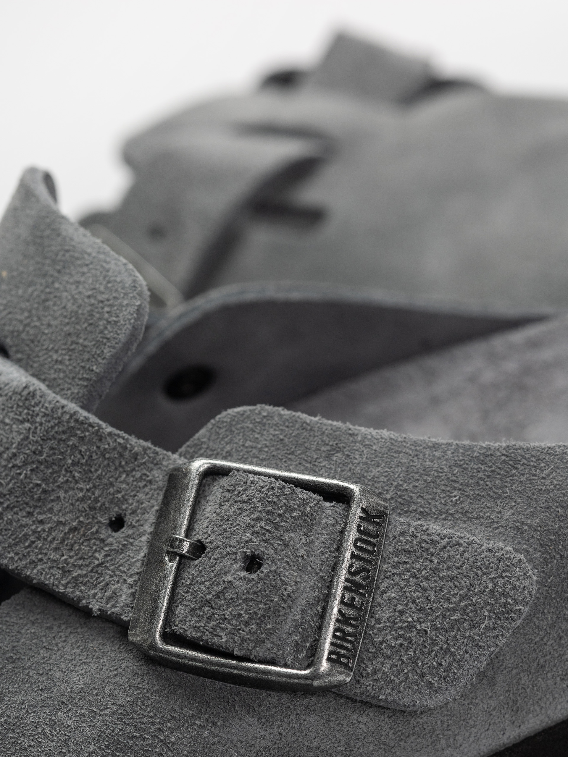 Plážovky Birkenstock Boston SFB Suede Leather Regular (basalt gray)