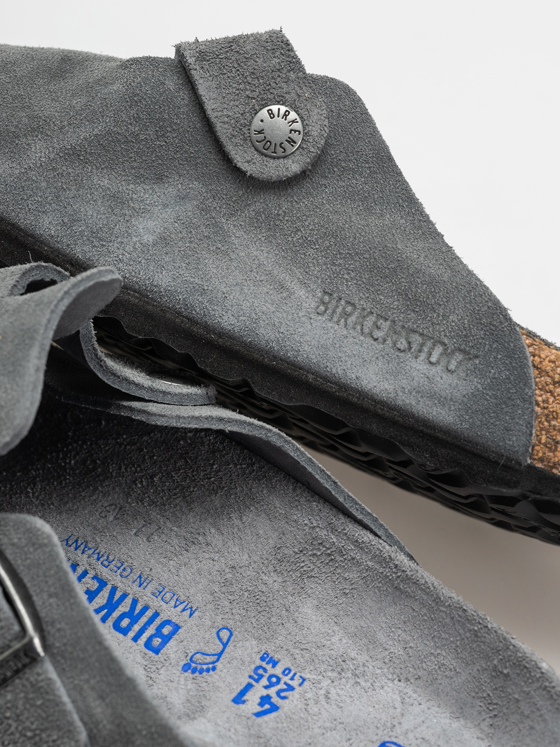 Plážovky Birkenstock Boston SFB Suede Leather Regular (basalt gray)