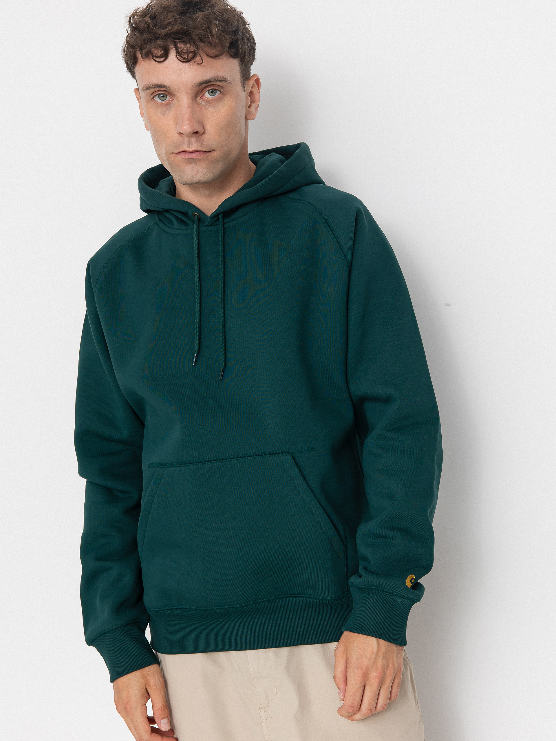 Mikina s kapucí Carhartt WIP Chase HD (dark fir/gold)