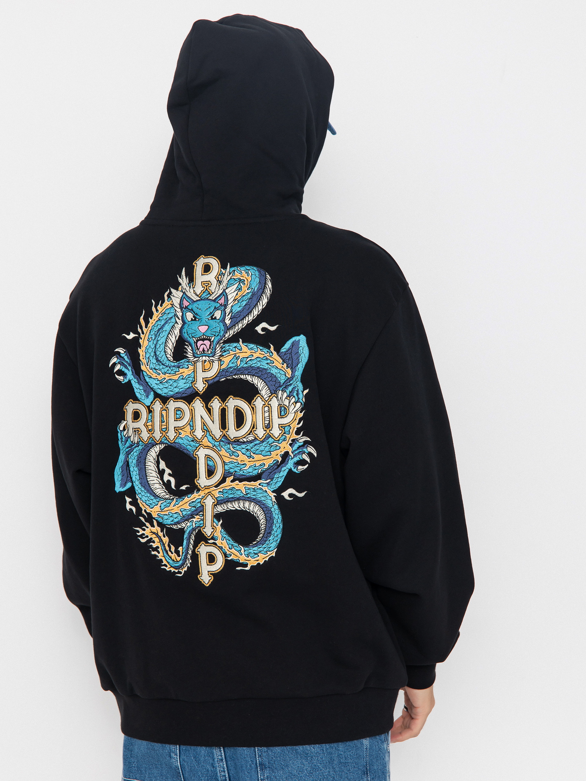 Mikina s kapucí RipNDip Shen Nerm HD (black vintage wash)