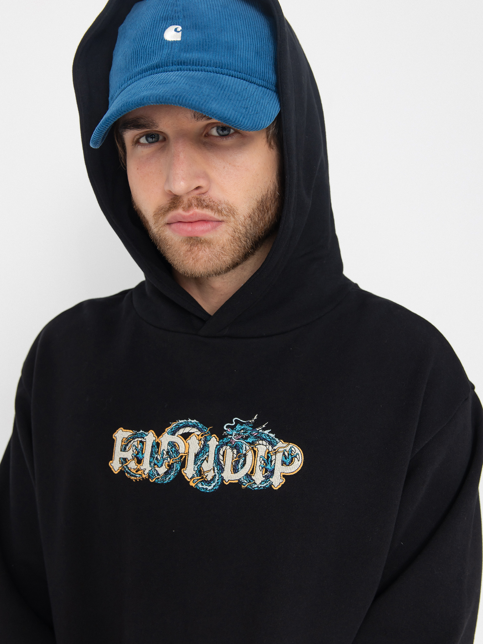 Mikina s kapucí RipNDip Shen Nerm HD (black vintage wash)