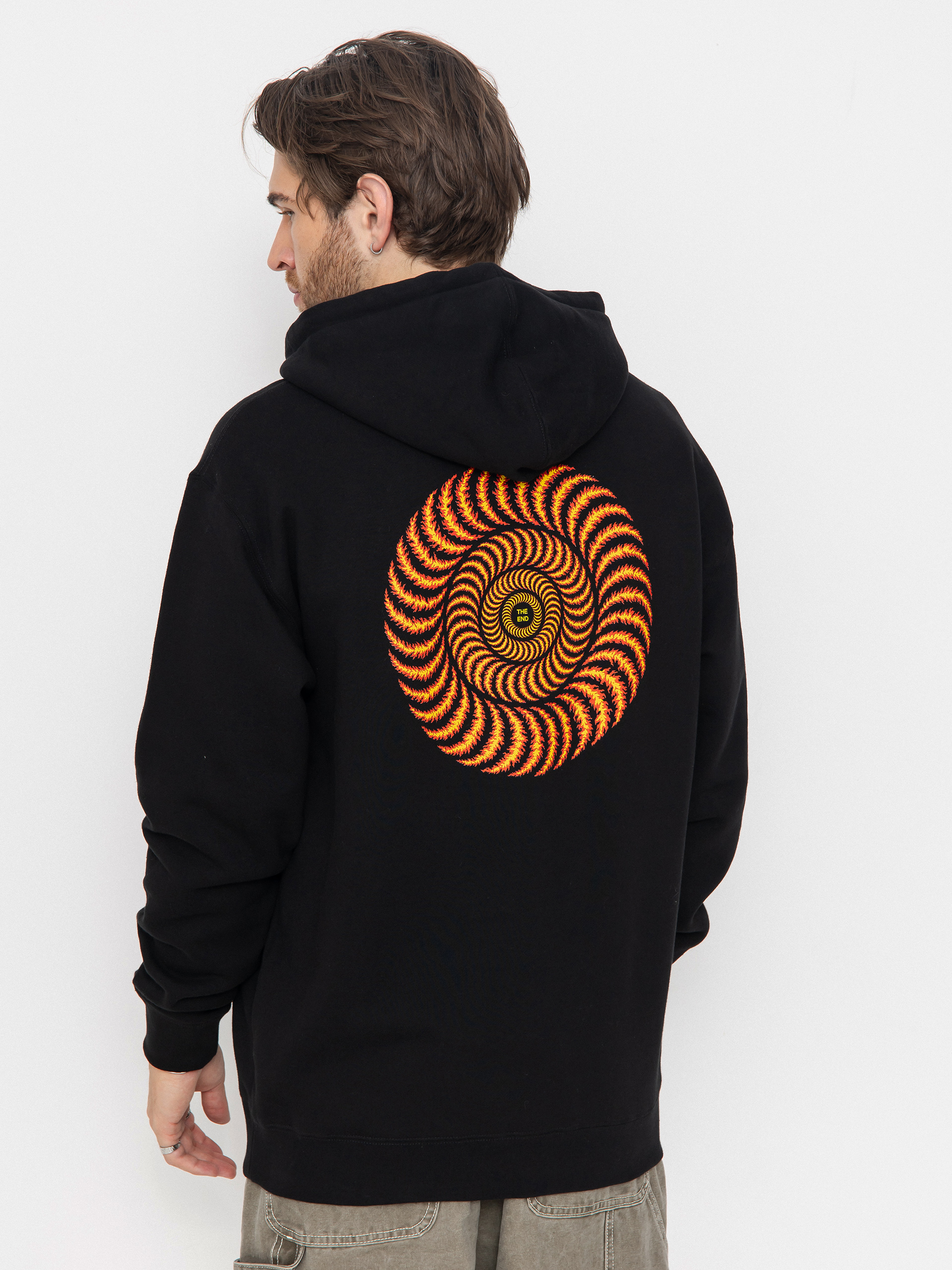 Mikina s kapucí Spitfire Og Classic Flame HD (black w/red&yellow prints)