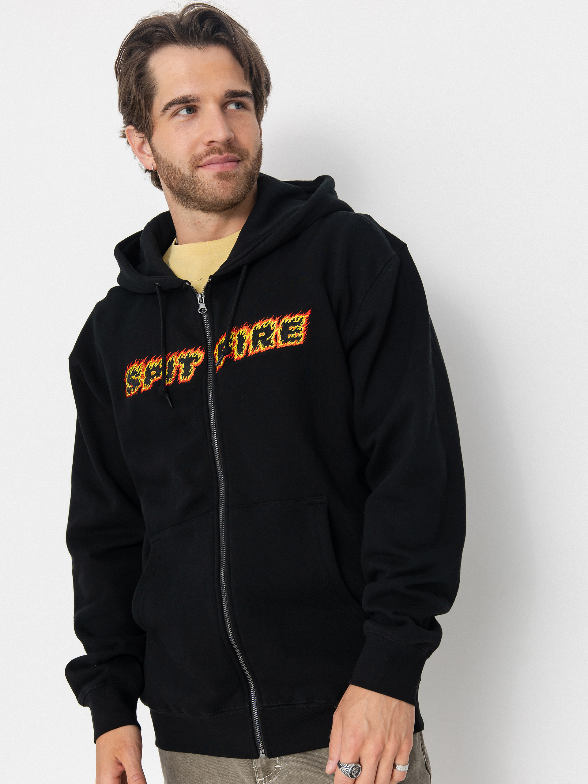 Mikina s kapucí Spitfire Flames Script ZHD (black)