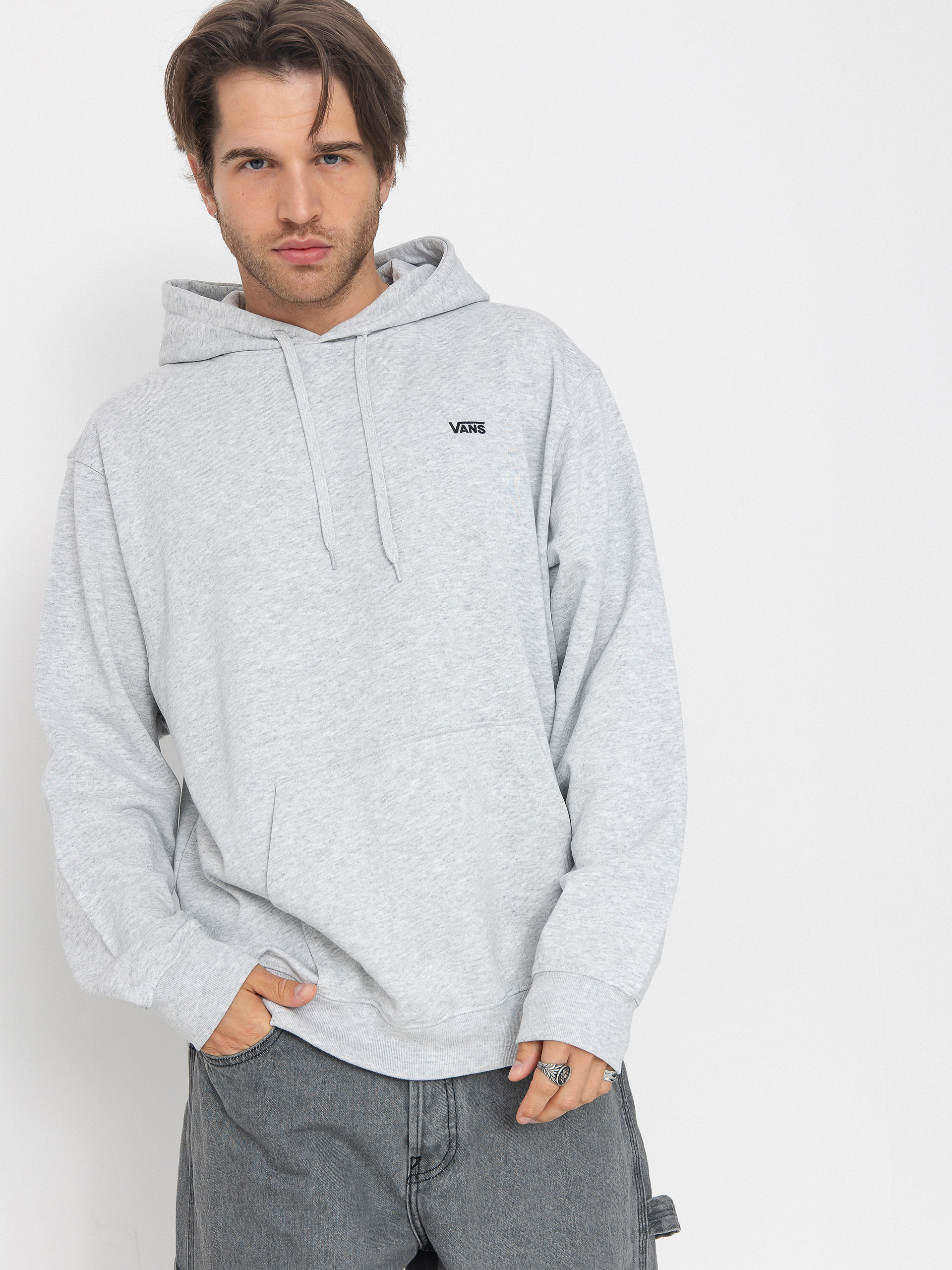 Mikina s kapucí Vans Left Chest II Loose HD (light grey heather)