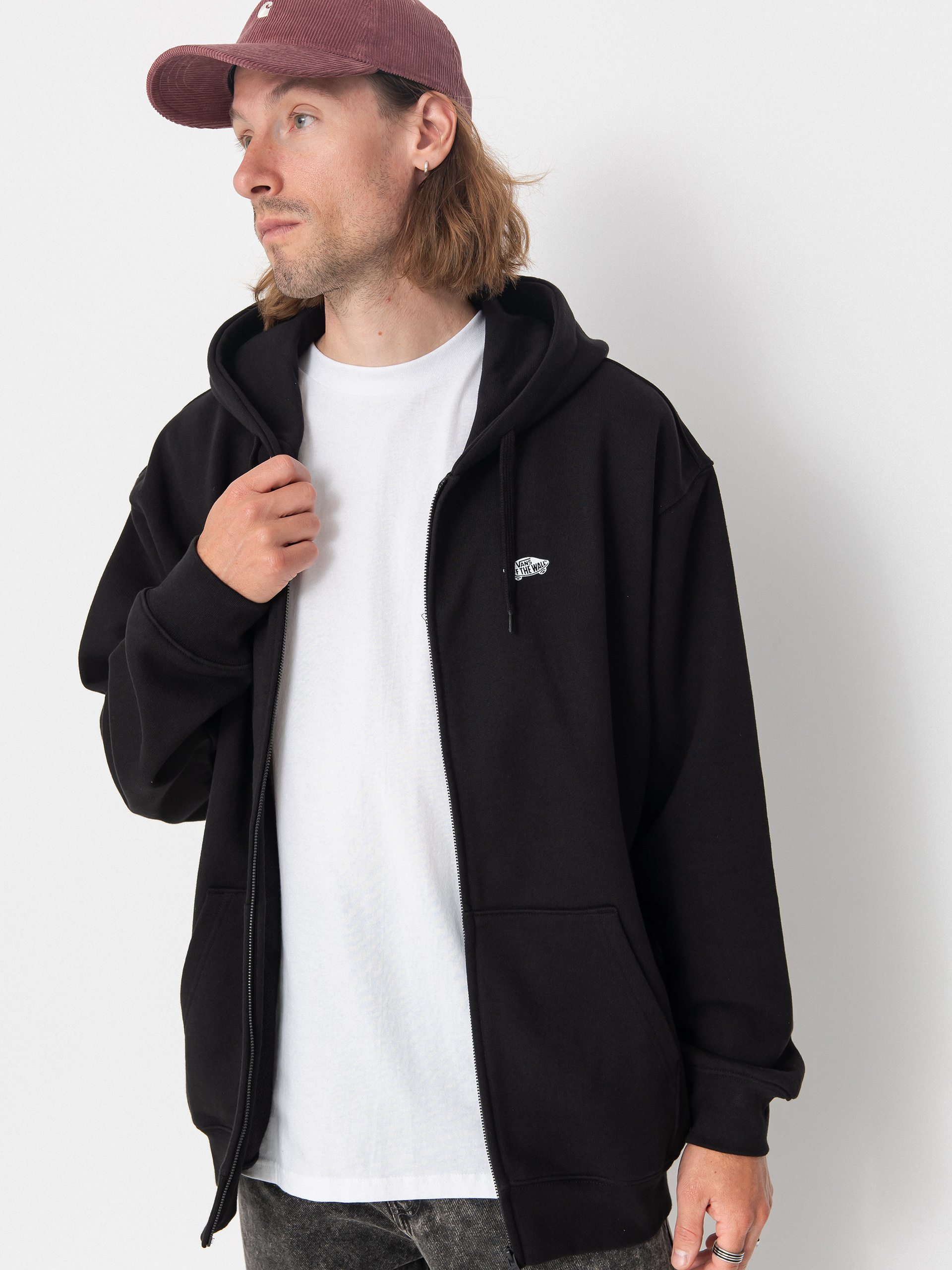 Mikina s kapucí Vans Style 76 II Loose Ft ZHD (black/white)