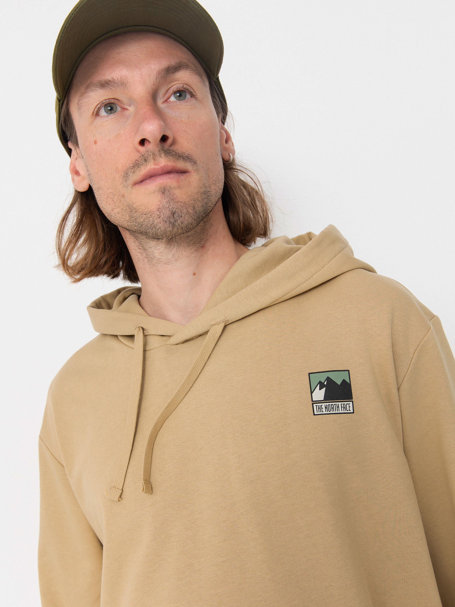 Mikina s kapucí The North Face Mountain Logo Relaxed HD (khaki stone)