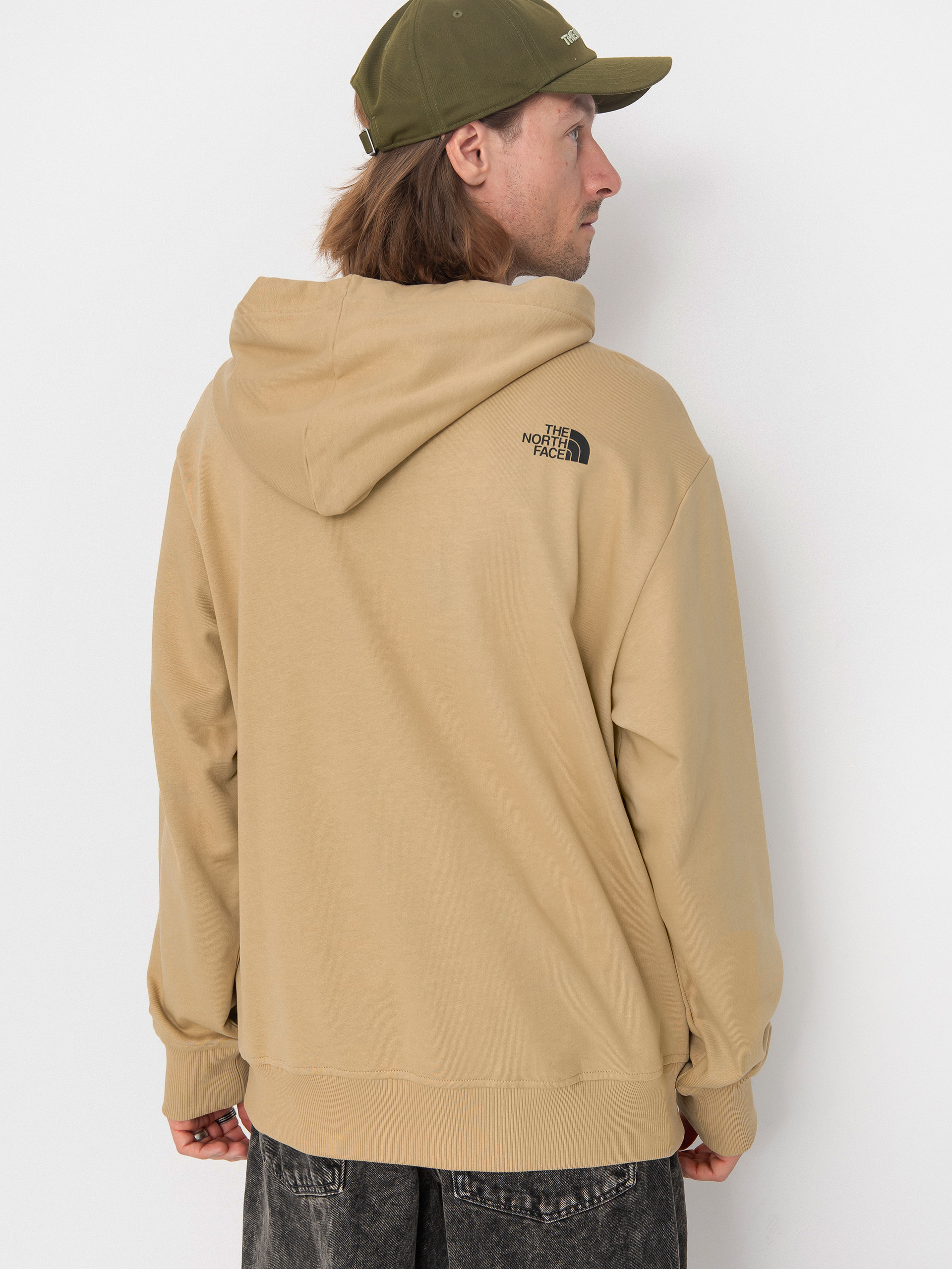 Mikina s kapucí The North Face Mountain Logo Relaxed HD (khaki stone)