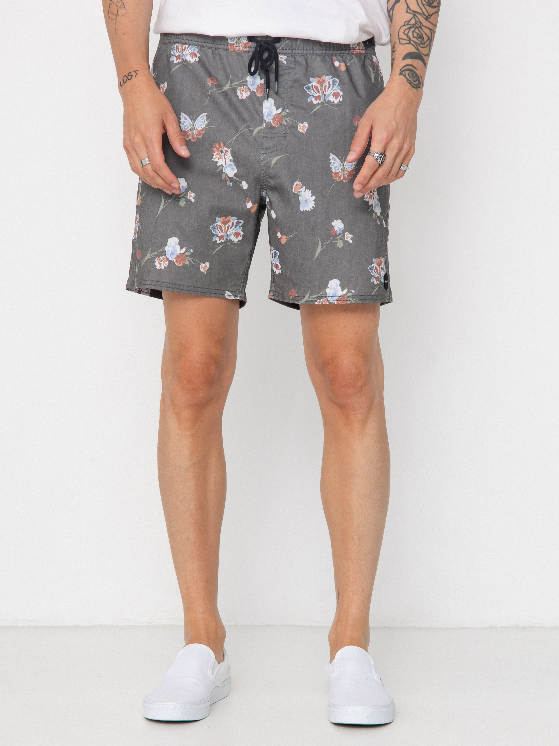 Kraťasy RVCA Barnes Elastic Short 17 (black floral print)