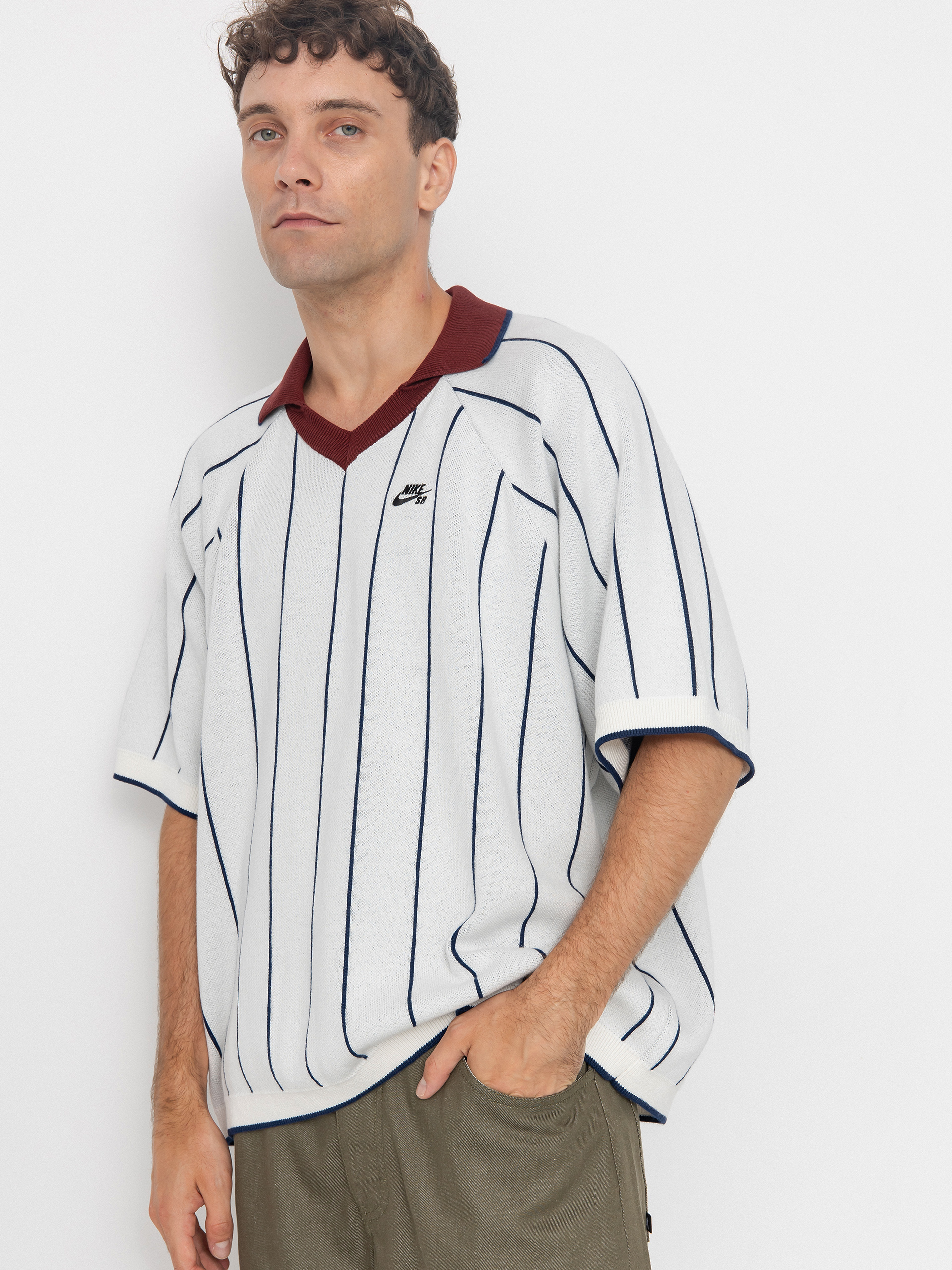 Polo tričko Nike SB Strap Polo Sweat (sail/midnight navy/dark team red)