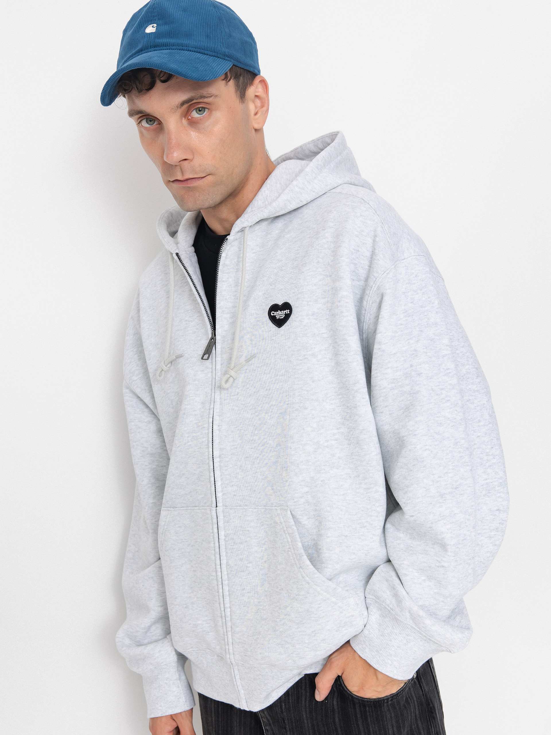 Mikina s kapucí Carhartt WIP Heart II Hartt ZHD (ash heather)