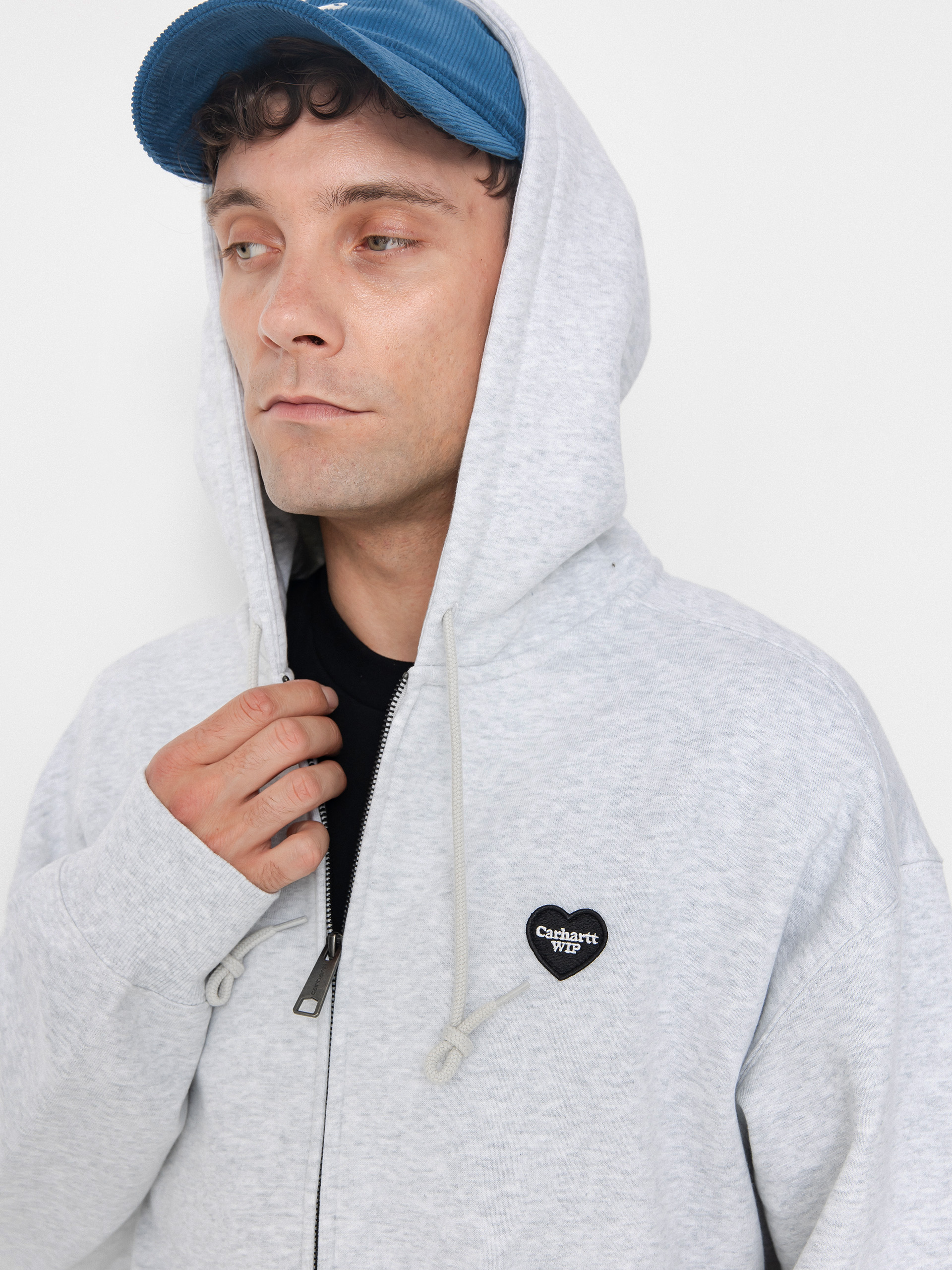 Mikina s kapucí Carhartt WIP Heart II Hartt ZHD (ash heather)