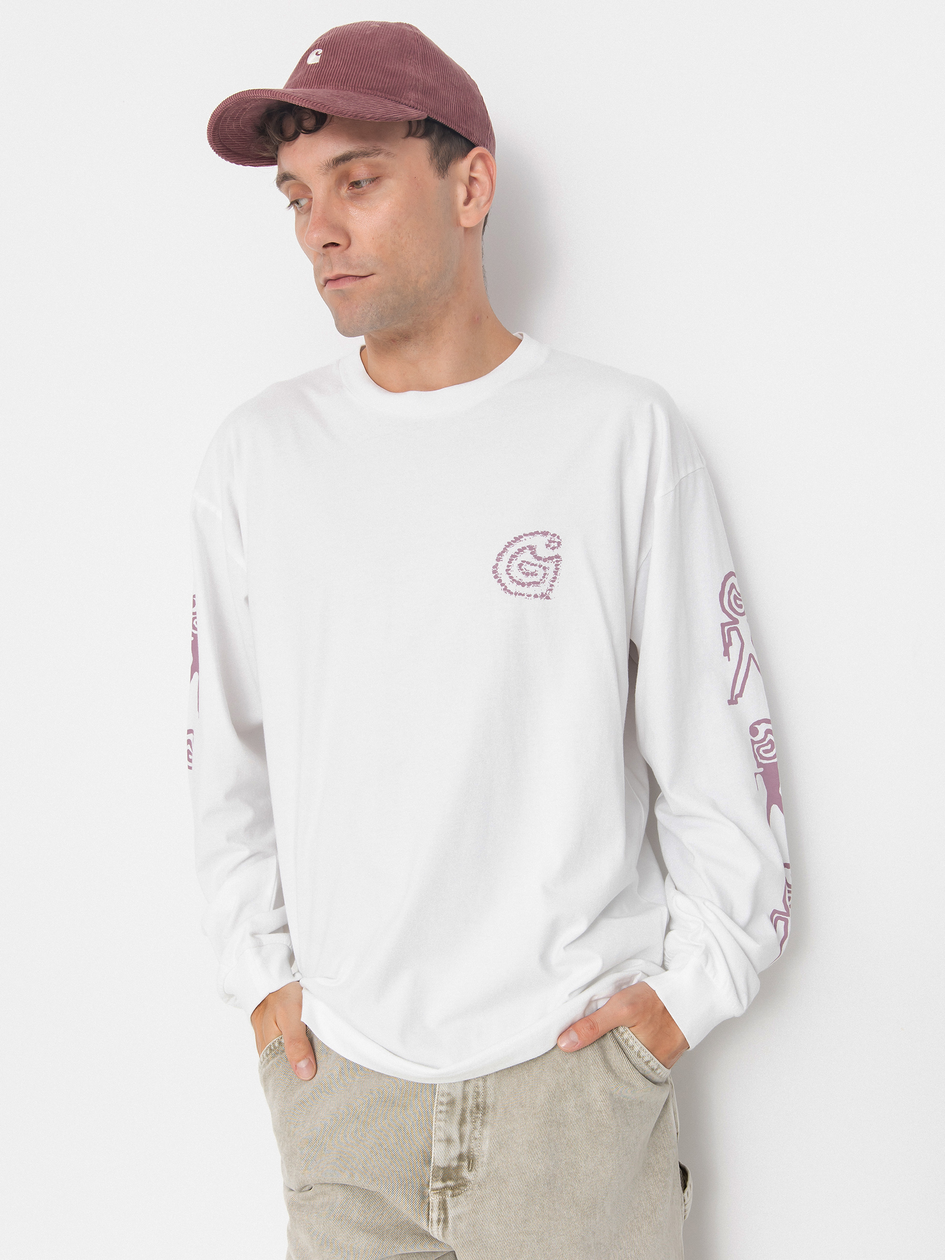 Triko Carhartt WIP Terrestrial (white/pink fog/pigment garment dyed)