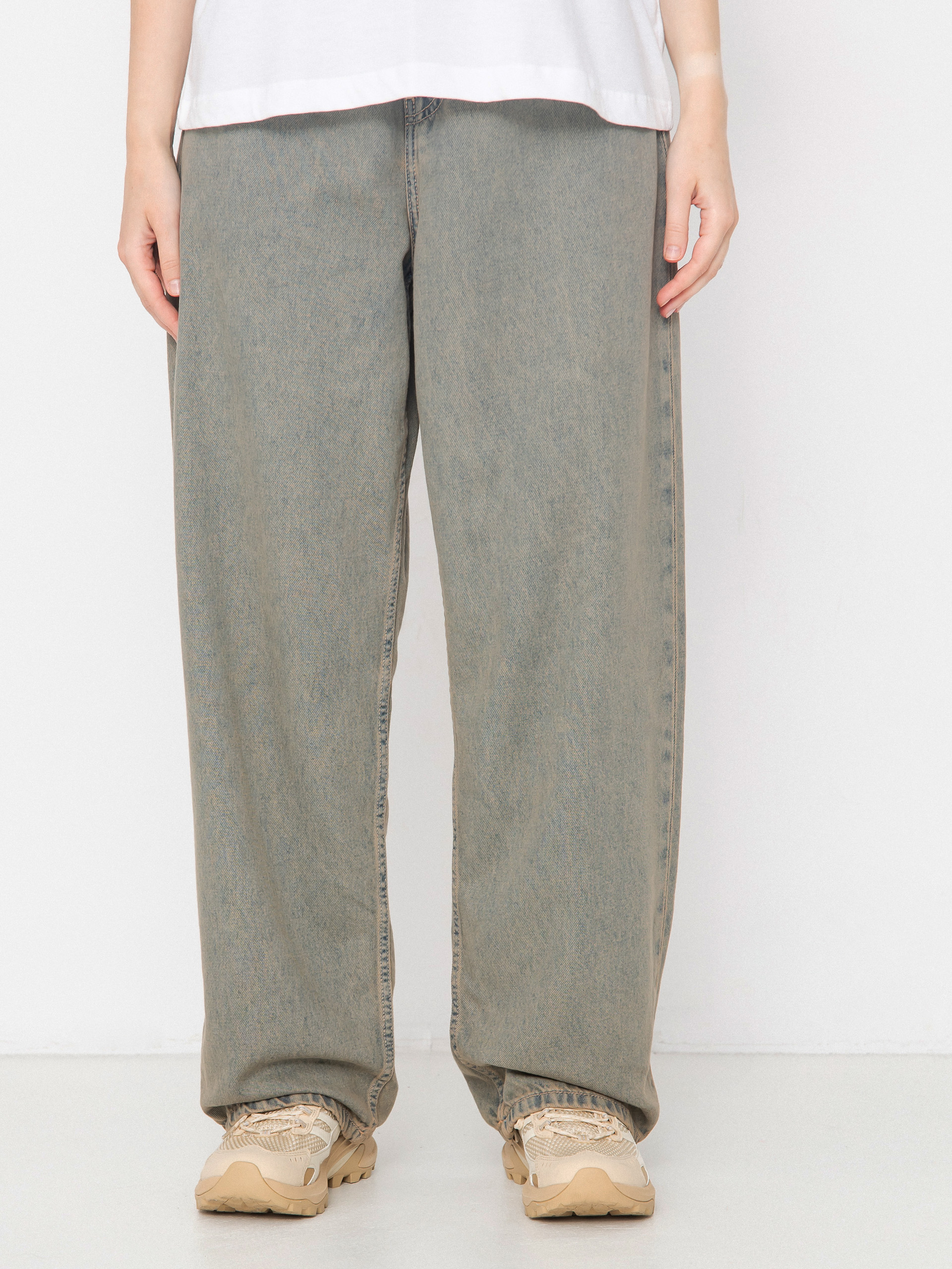 Kalhoty Carhartt WIP Brandon Wmn (blue/leather/garment dyed)