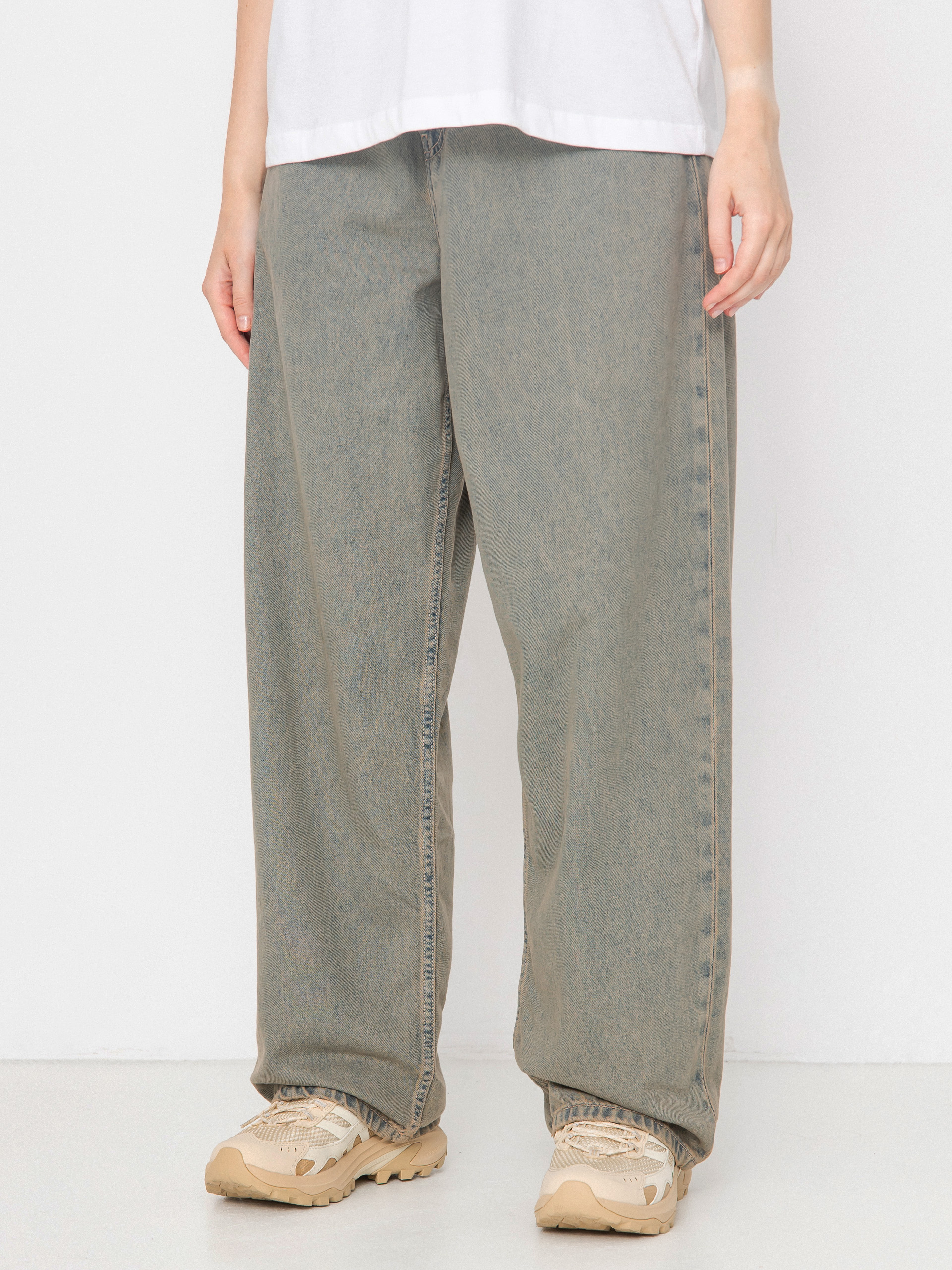 Kalhoty Carhartt WIP Brandon Wmn (blue/leather/garment dyed)