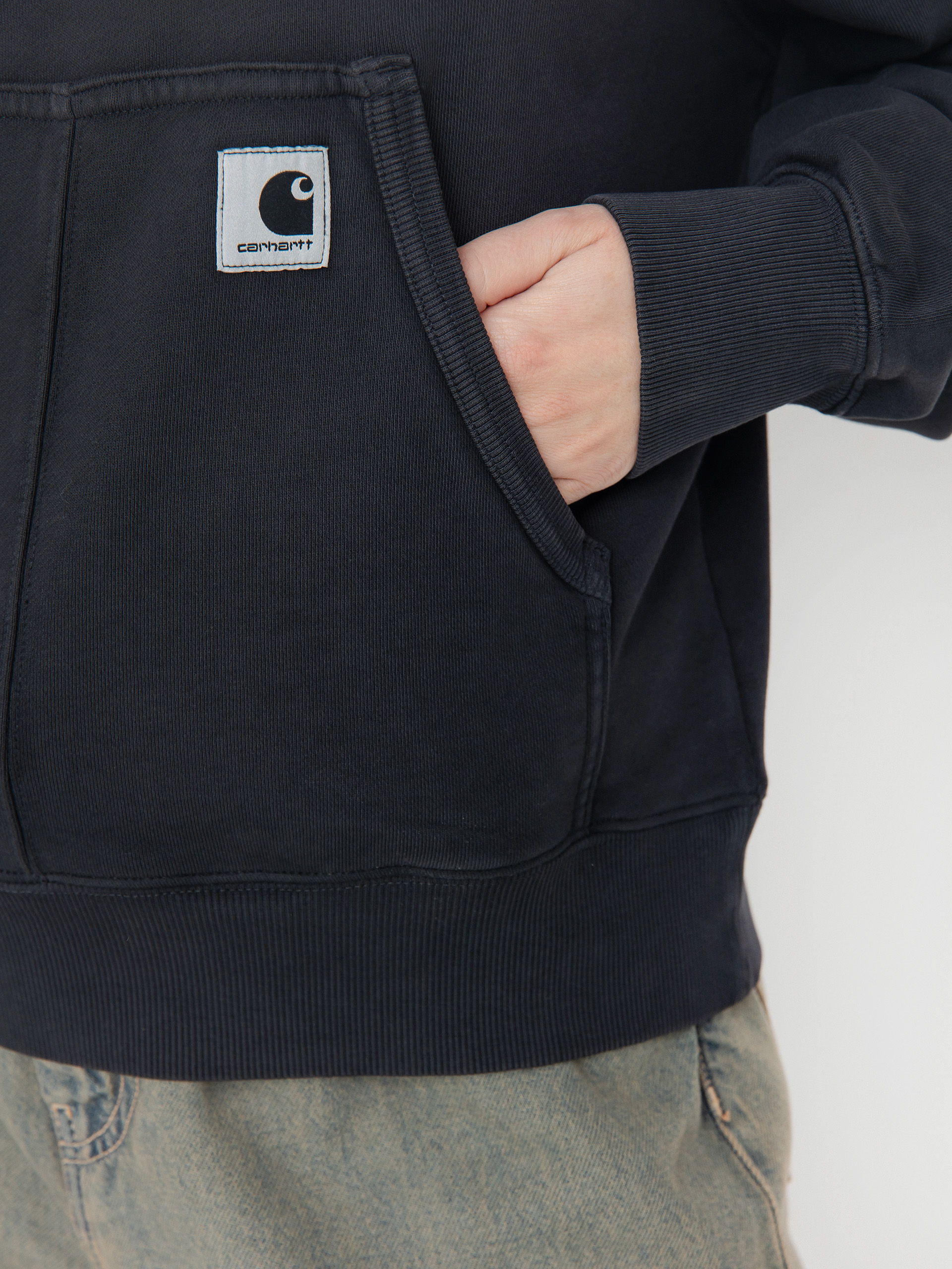 Mikina s kapucí Carhartt WIP Hudson HD Wmn (black/chalk wash)