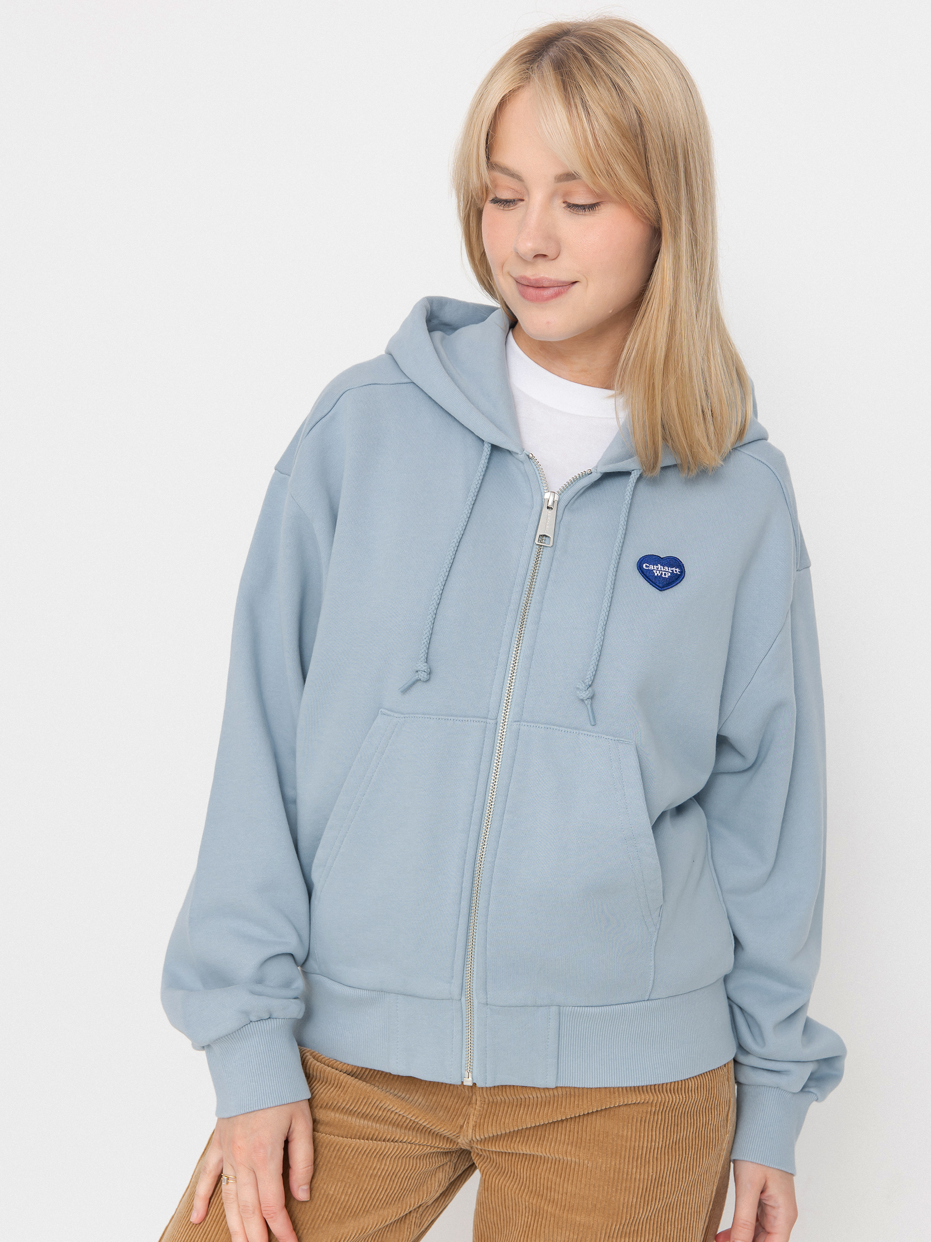 Mikina s kapucí Carhartt WIP Heart II Hartt ZHD Wmn (blue fog)