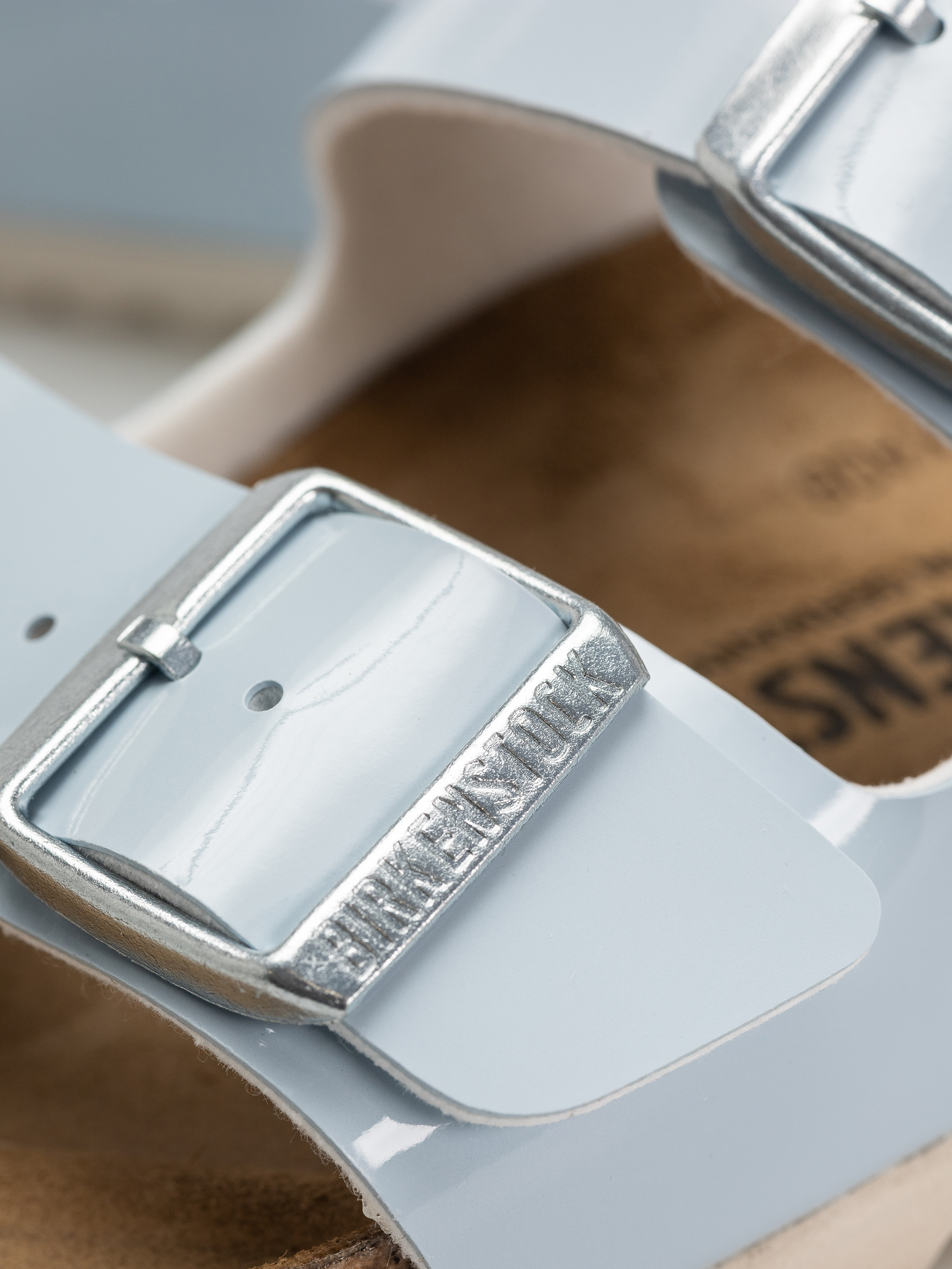 Plážovky Birkenstock Arizona Briko Flor Narrow Wmn (patent baby blue)