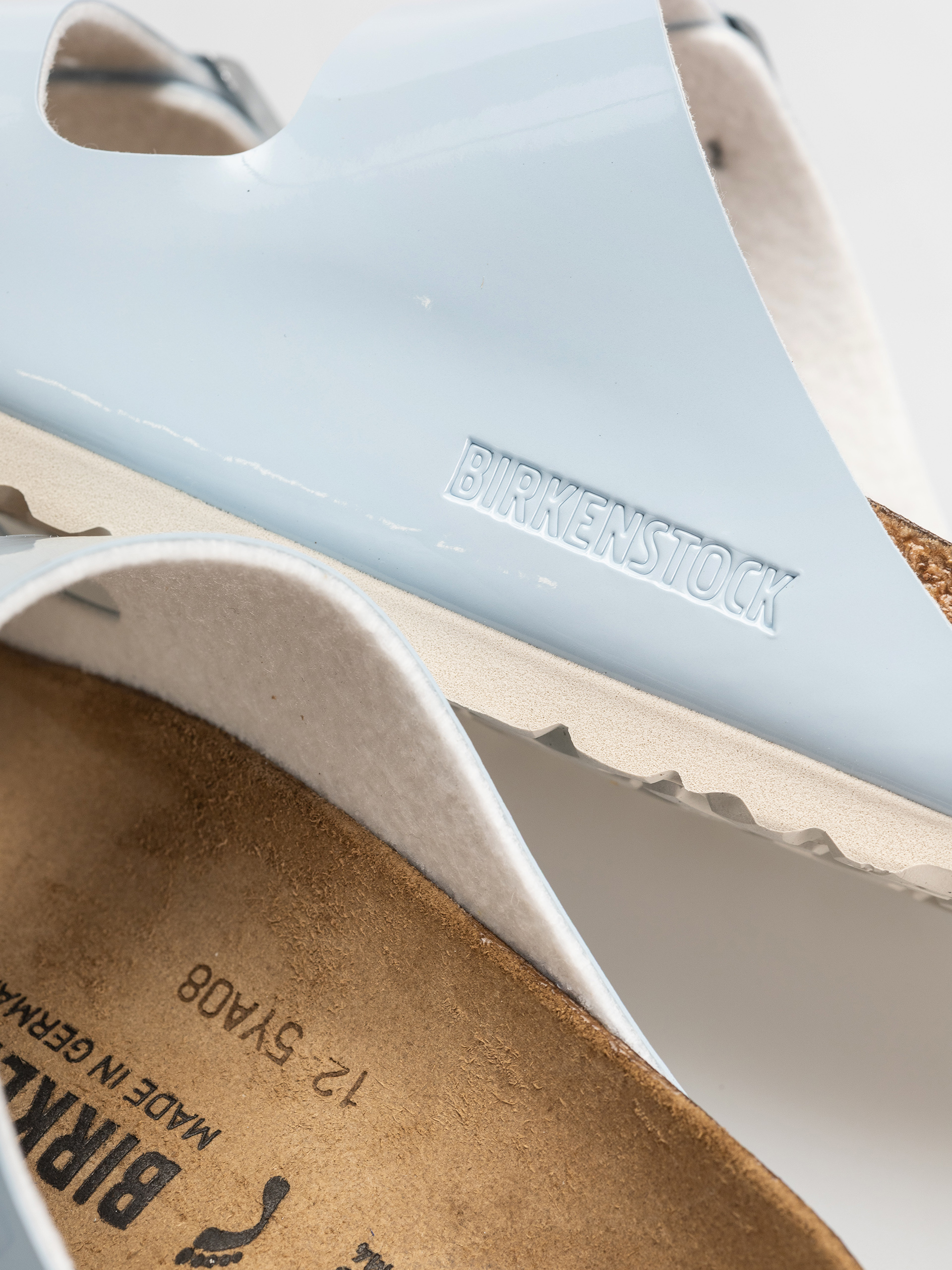 Plážovky Birkenstock Arizona Briko Flor Narrow Wmn (patent baby blue)