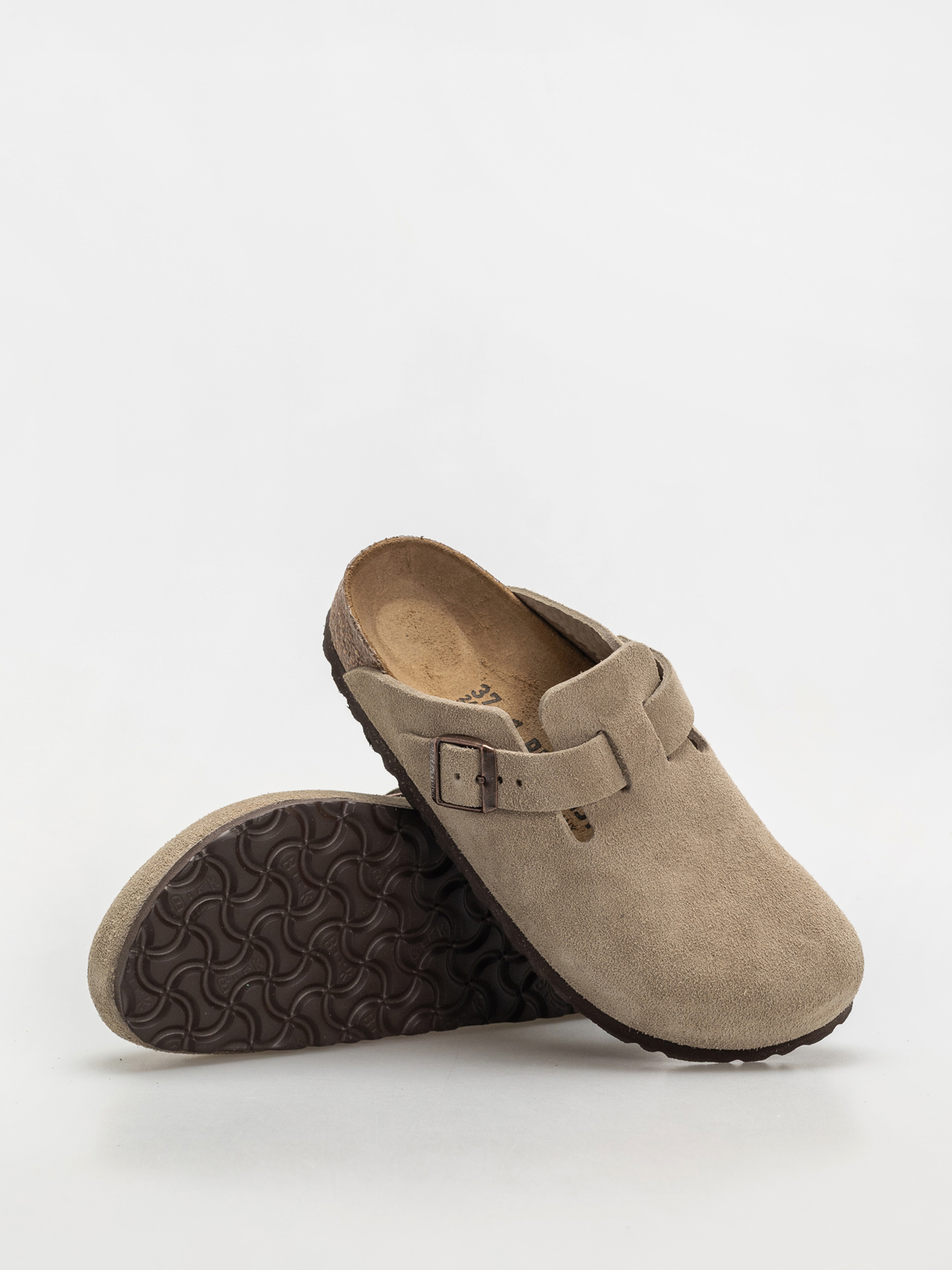 Plážovky Birkenstock Boston Suede Leather Narrow Wmn (taupe)