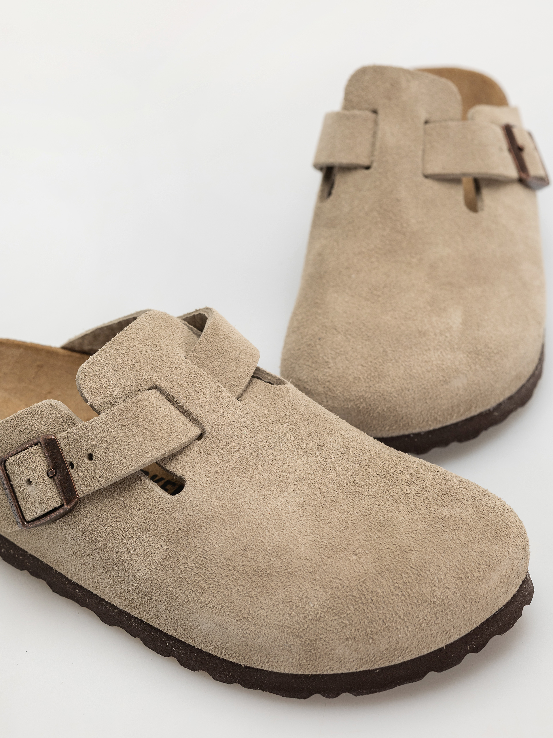 Plážovky Birkenstock Boston Suede Leather Narrow Wmn (taupe)