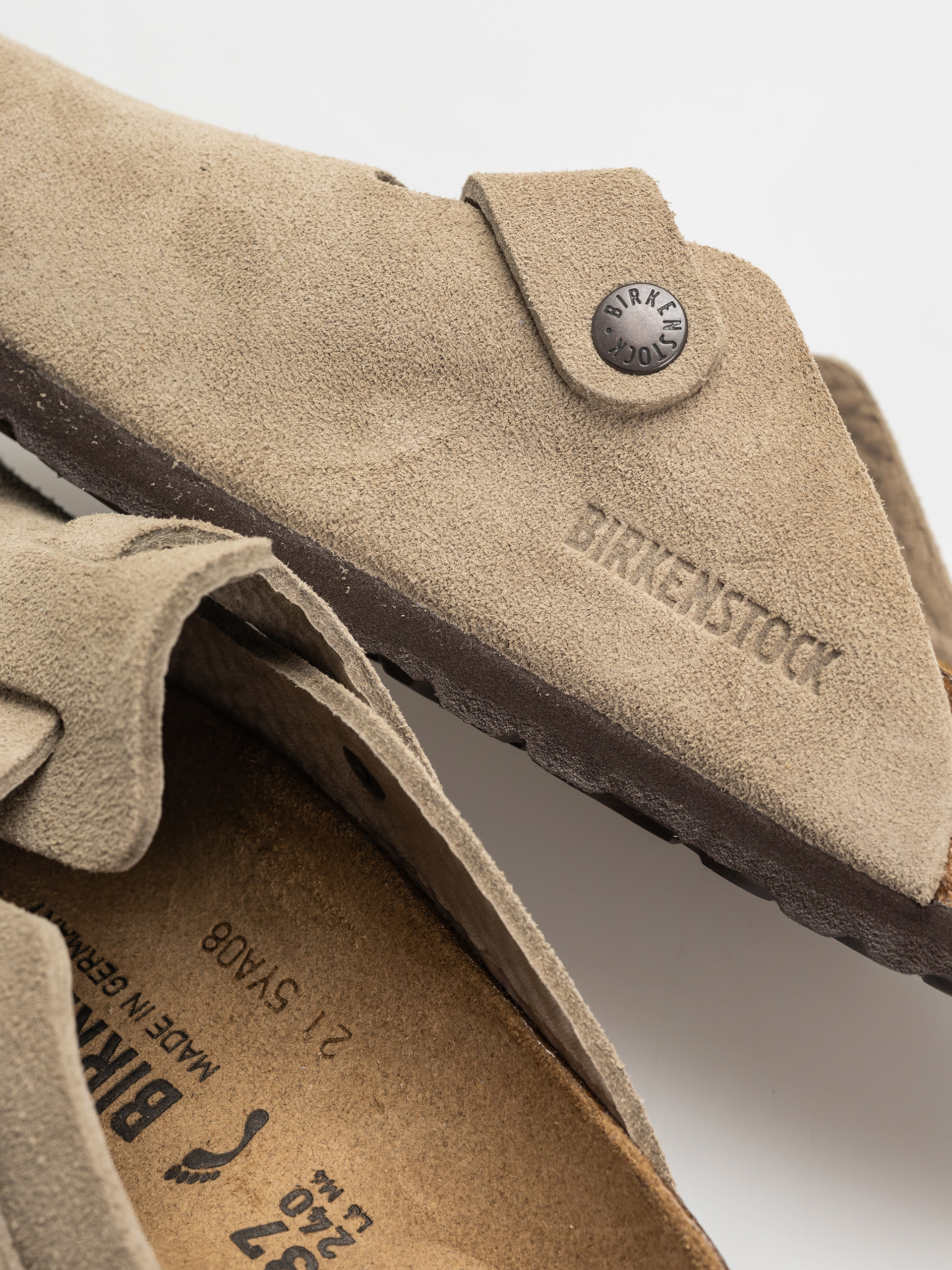 Plážovky Birkenstock Boston Suede Leather Narrow Wmn (taupe)