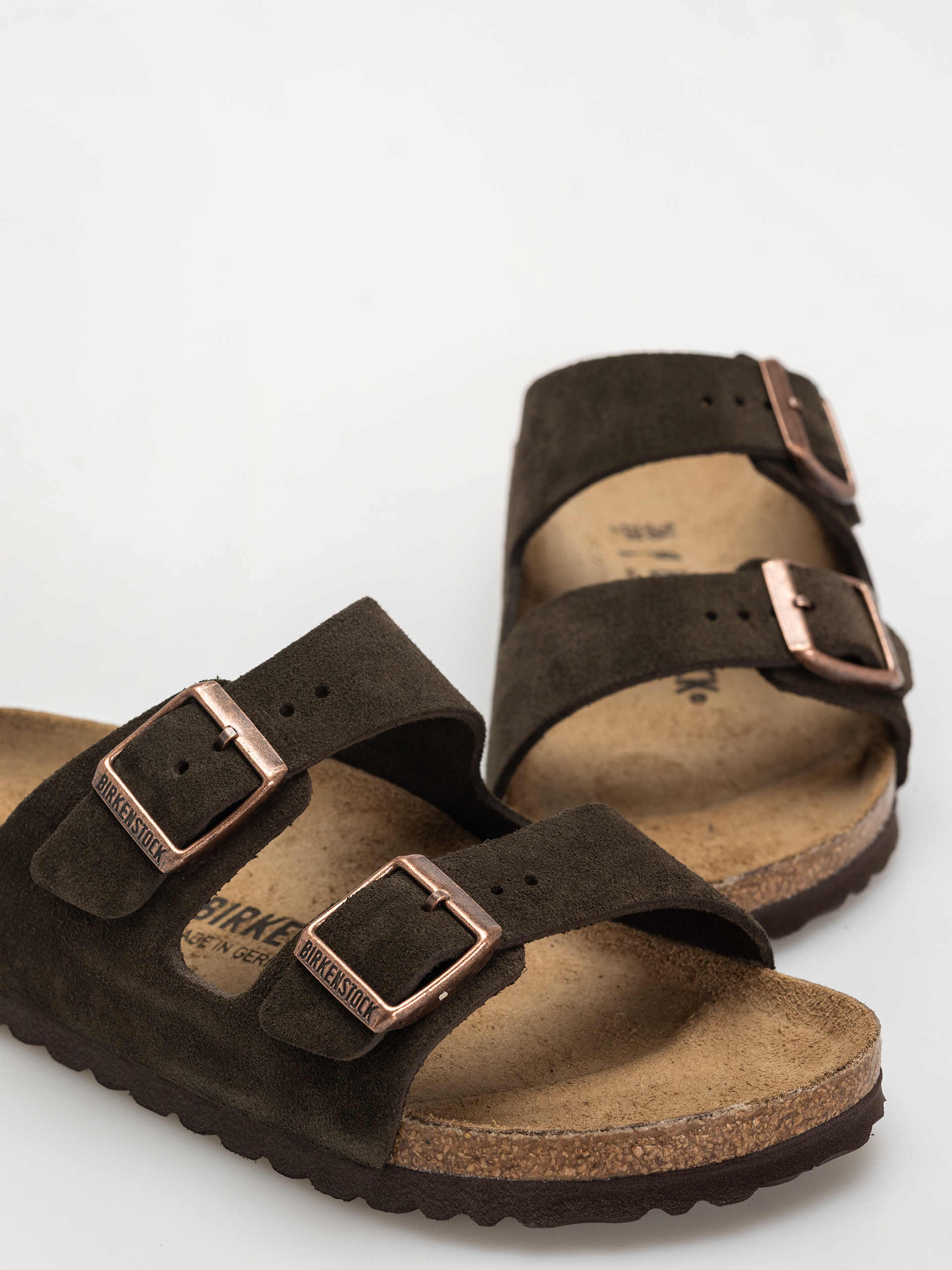 Plážovky Birkenstock Arizona Suede Leather Narrow Wmn (mocca)