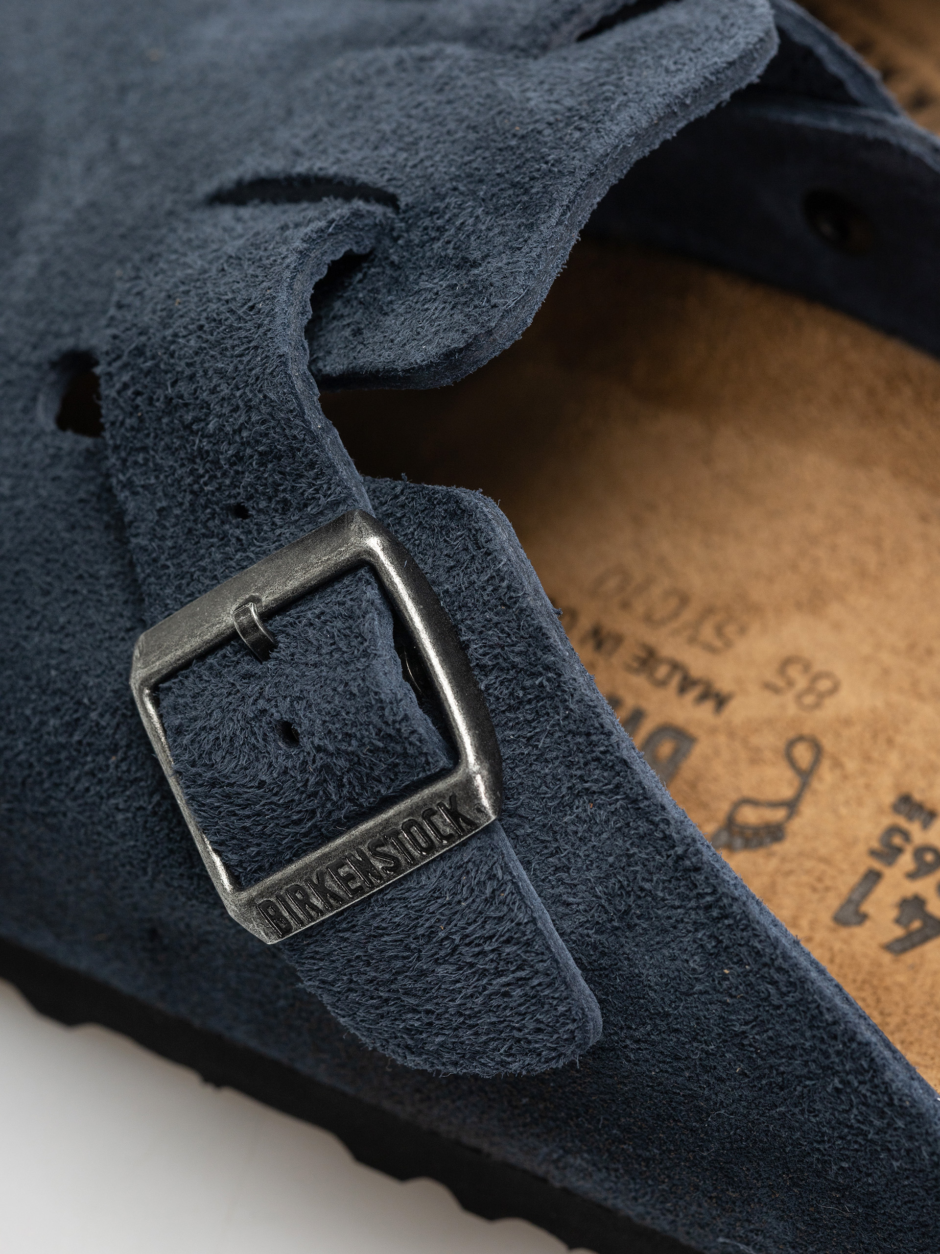 Plážovky Birkenstock Boston Suede Leather Regular (new navy)