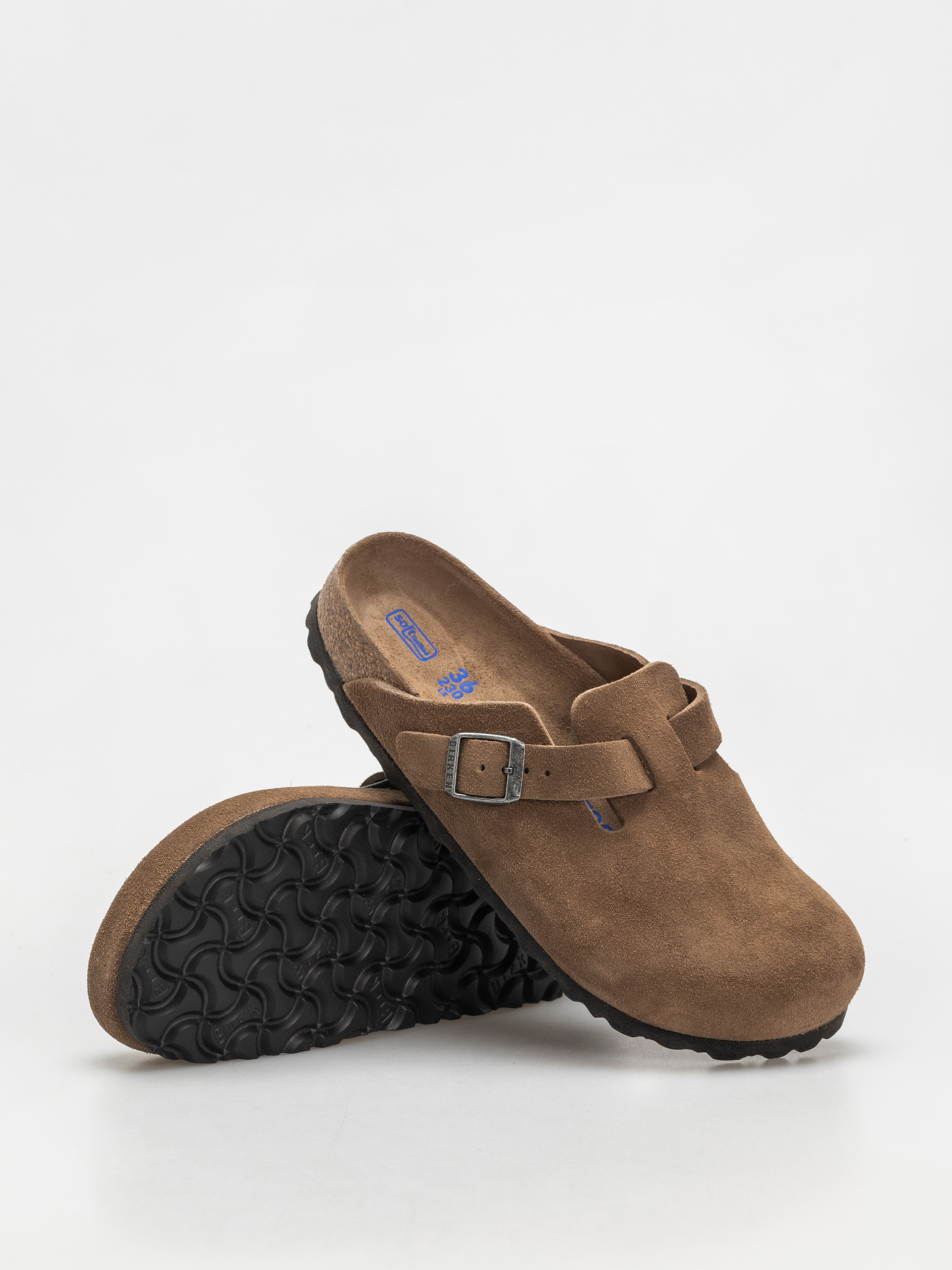 Plážovky Birkenstock Boston SFB Suede Leather Narrow Wmn (dark tea)