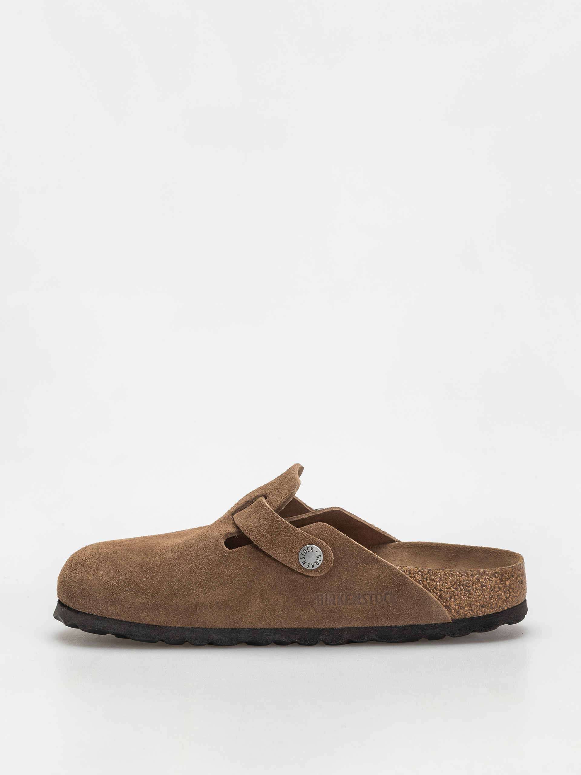Plážovky Birkenstock Boston SFB Suede Leather Narrow Wmn (dark tea)