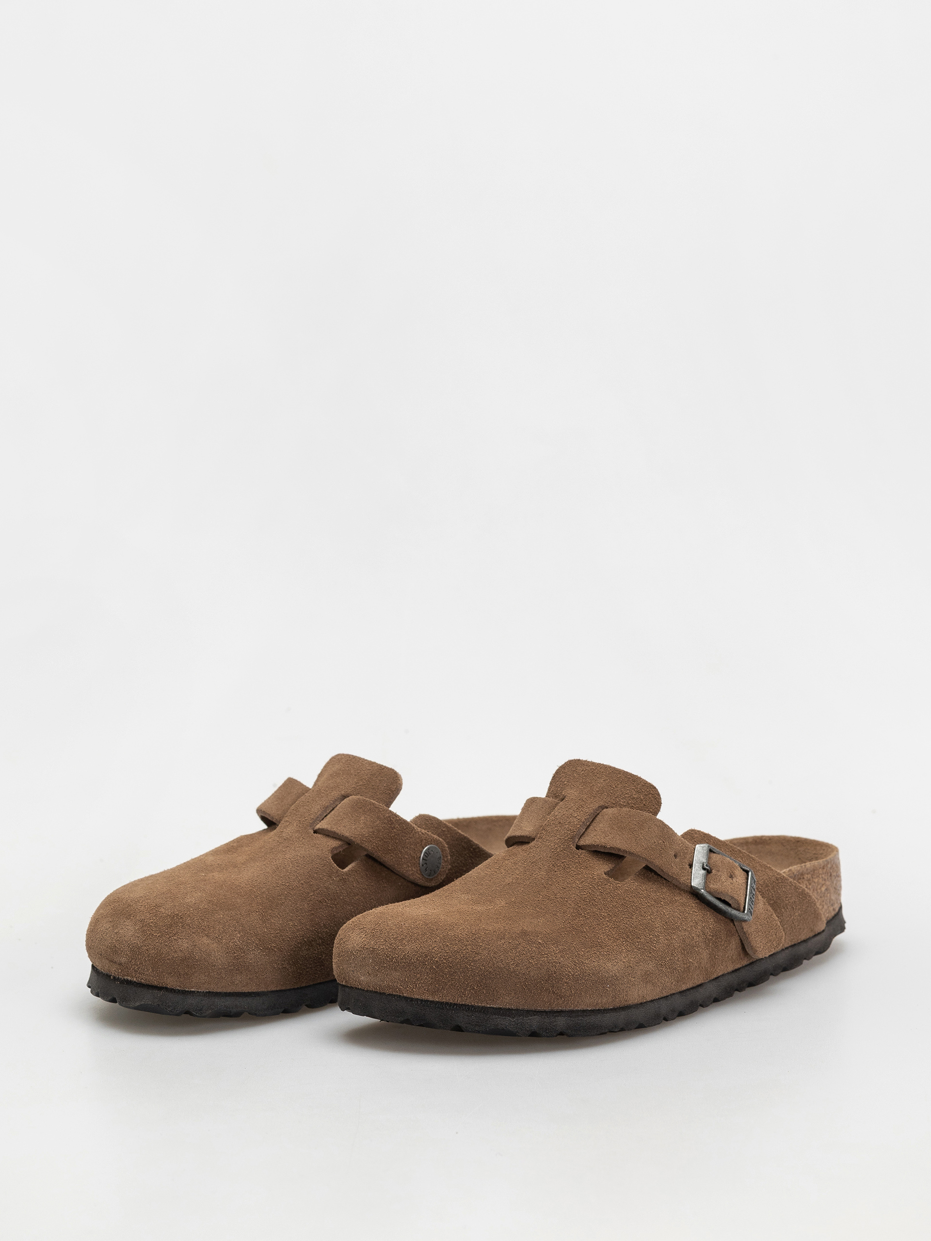 Plážovky Birkenstock Boston SFB Suede Leather Narrow Wmn (dark tea)
