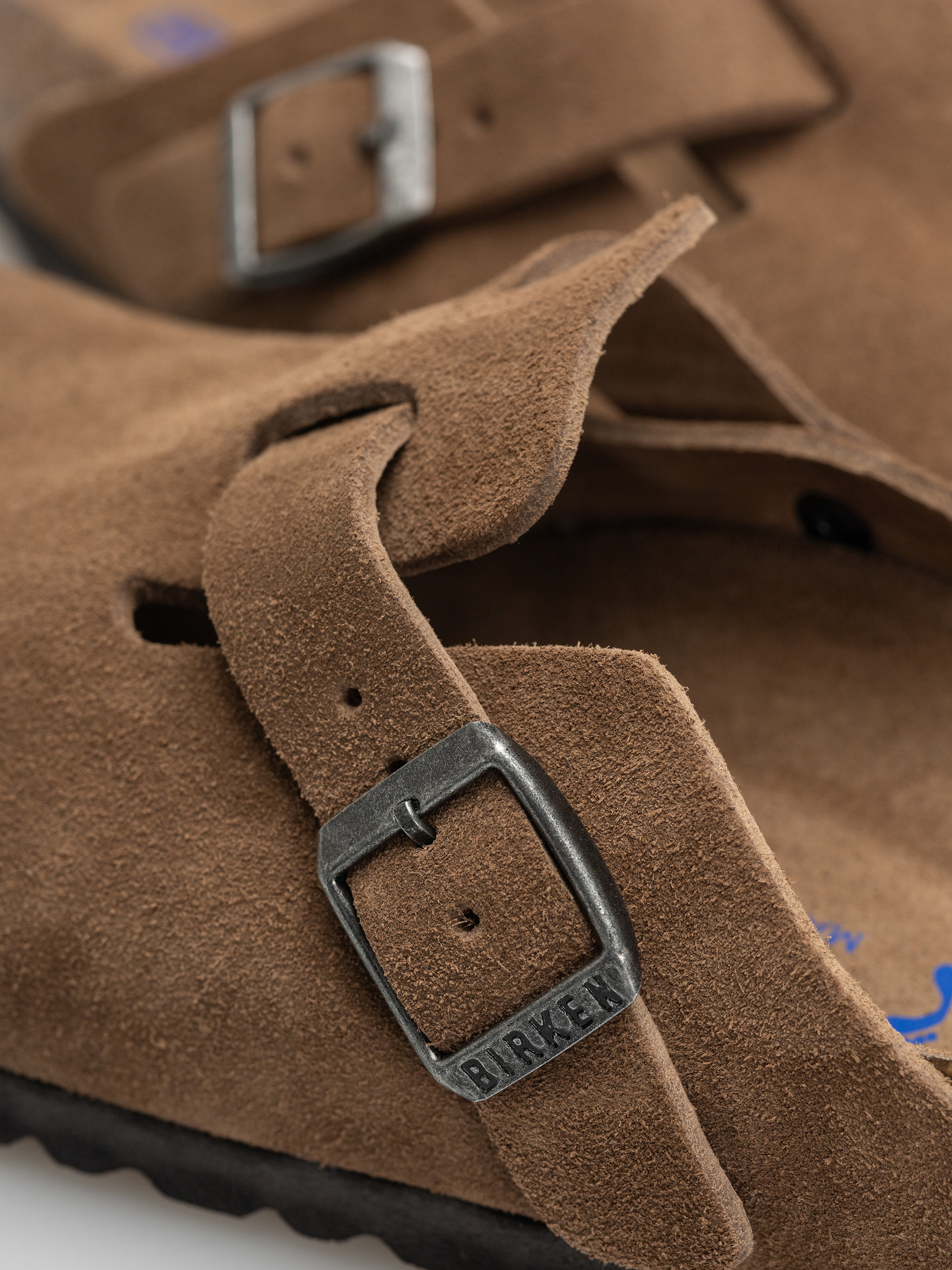 Plážovky Birkenstock Boston SFB Suede Leather Narrow Wmn (dark tea)