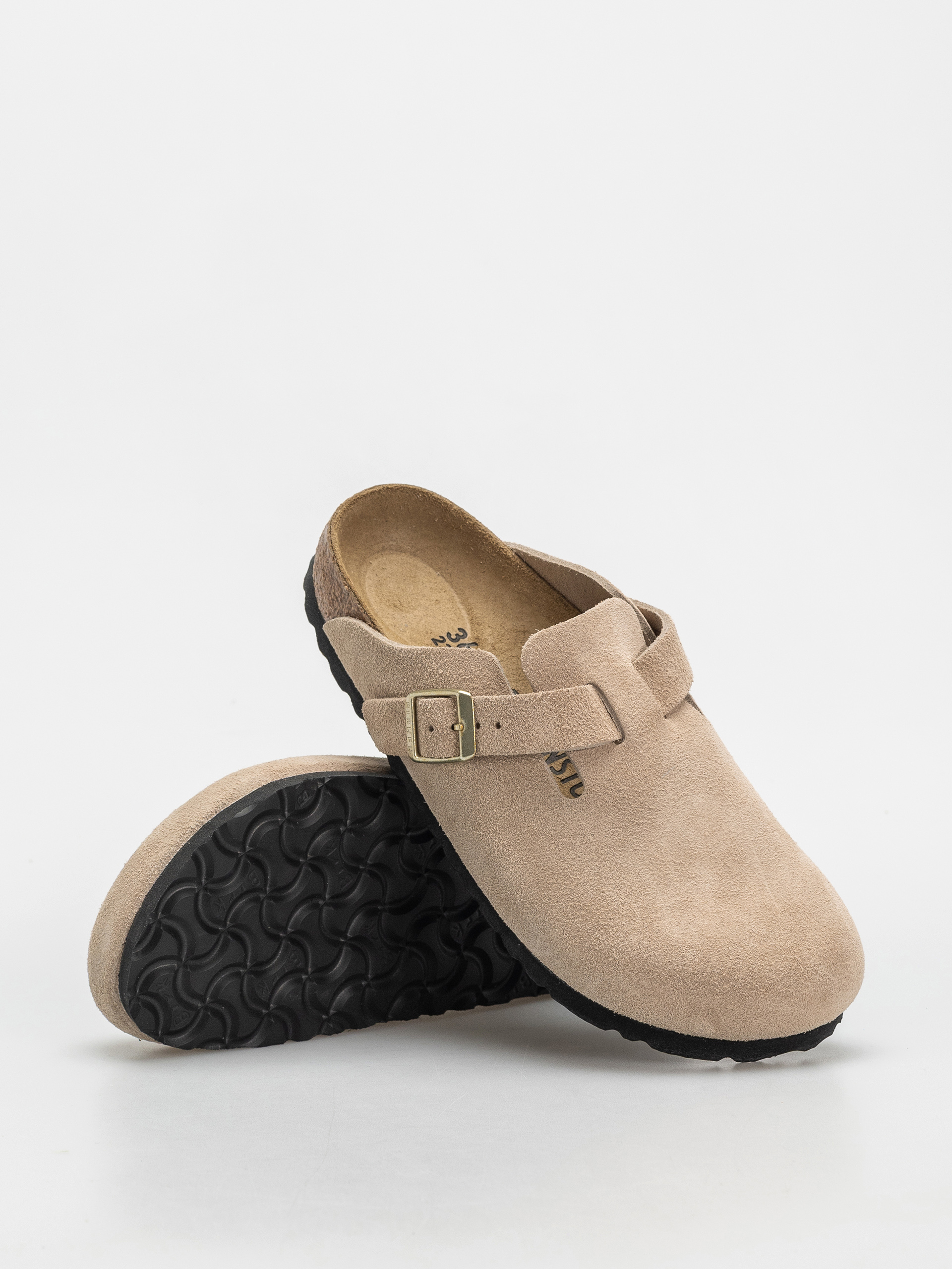 Plážovky Birkenstock Boston Suede Leather Narrow Wmn (sandcastle)