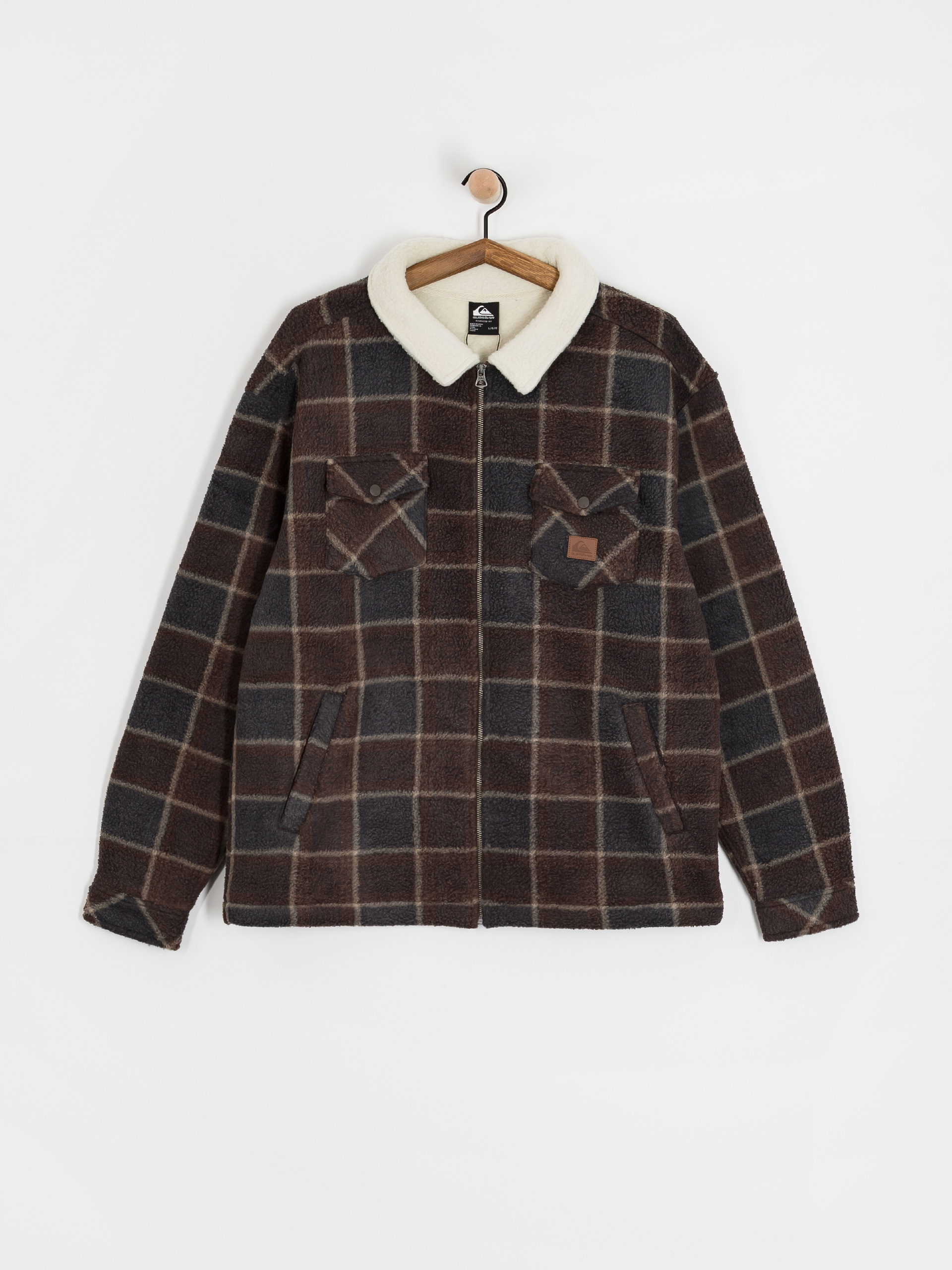 Fleecová mikina Quiksilver Sherpa Jacket (chocolate brown sherpa plaid)