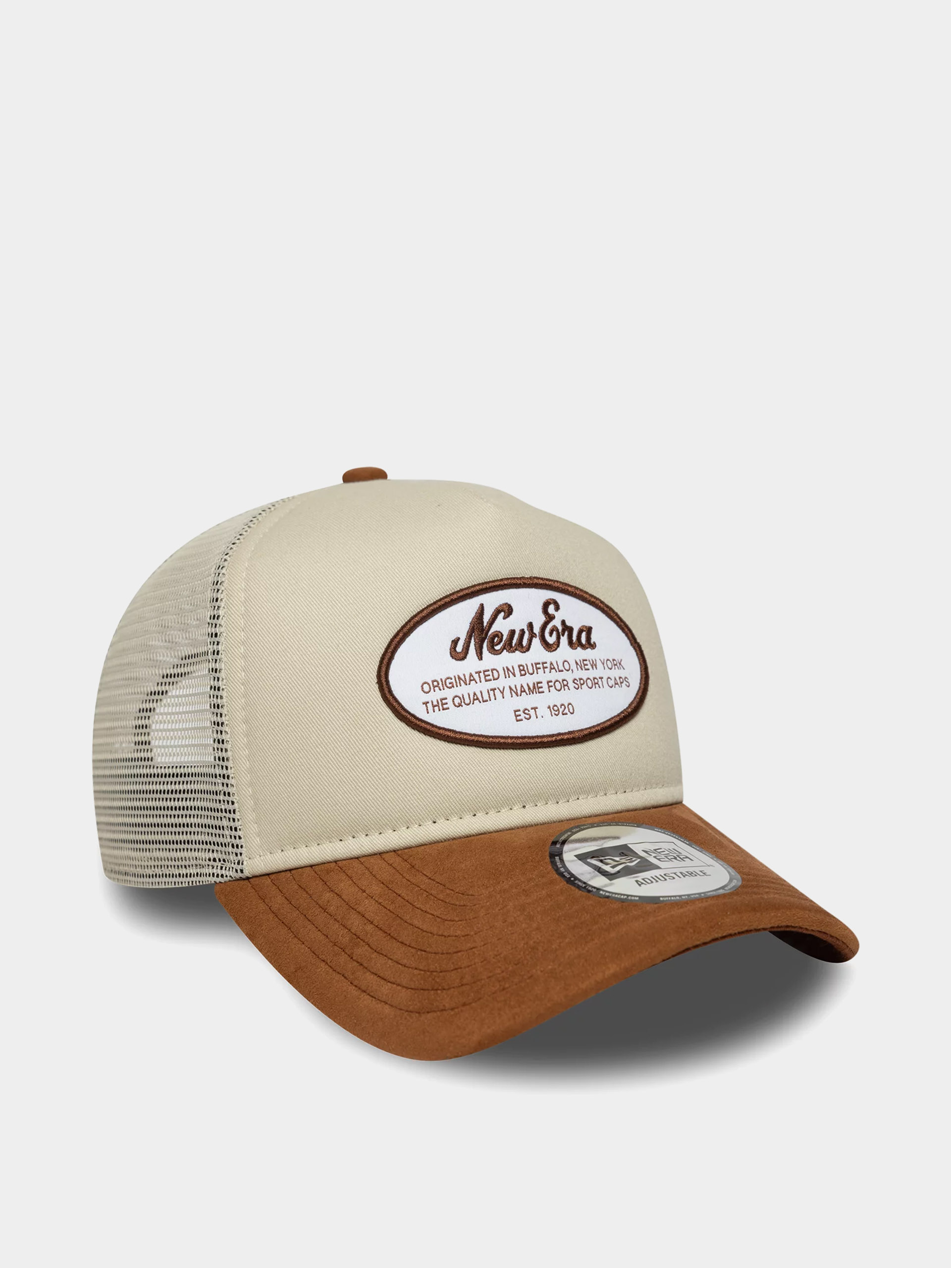 Kšiltovka  New Era Oval Patch Suede Trucker (stone/brown)