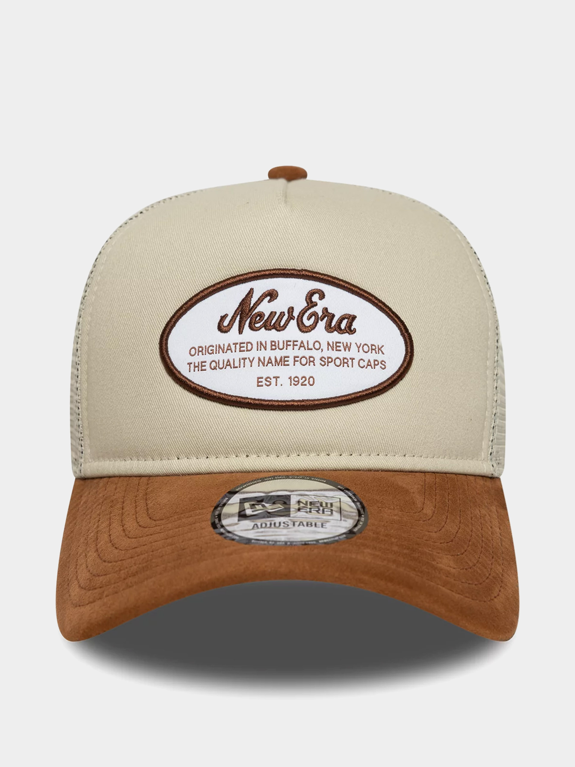 Kšiltovka  New Era Oval Patch Suede Trucker (stone/brown)