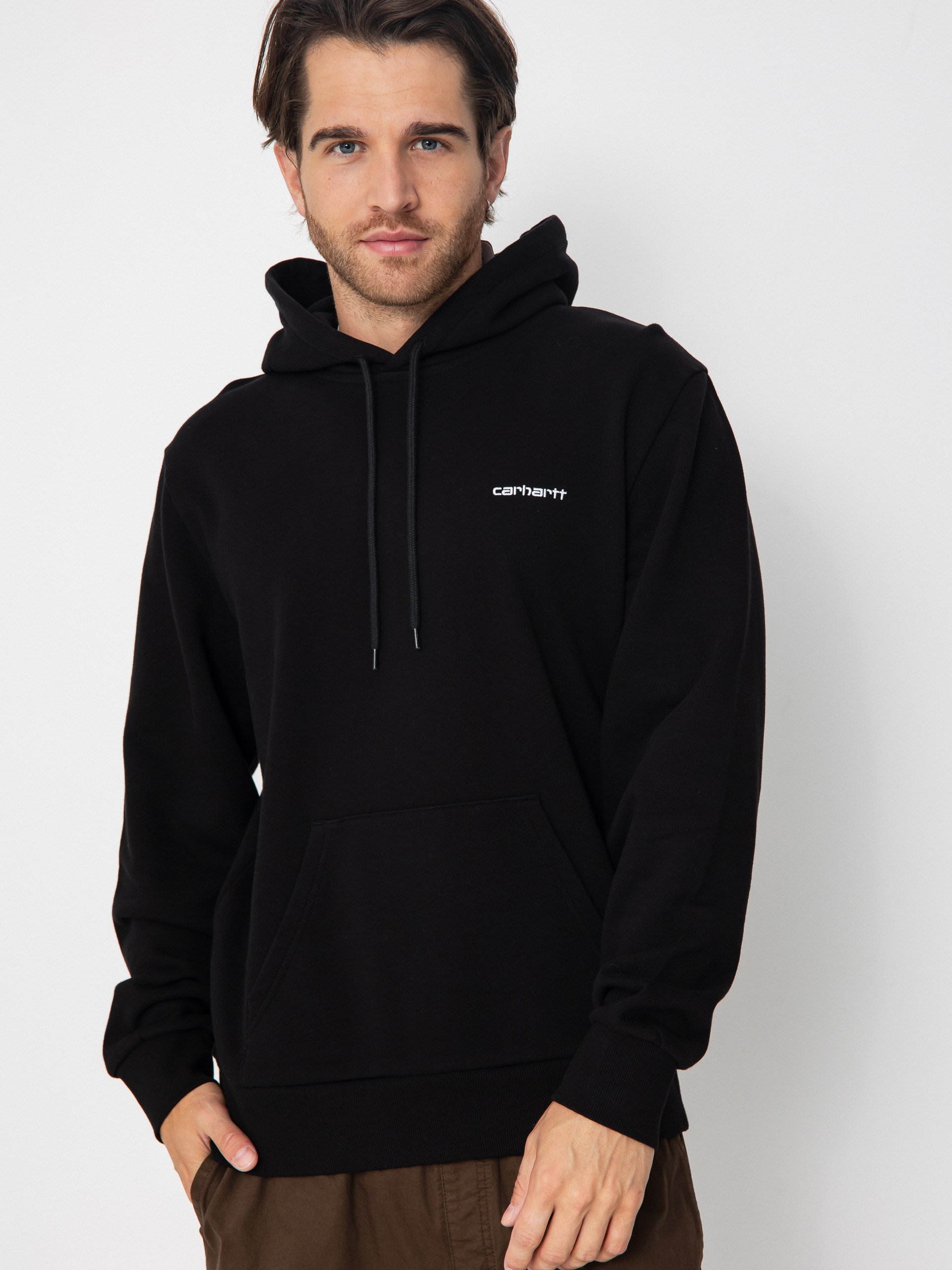 Mikina s kapucí Carhartt WIP Script Embroidery HD (black/white)