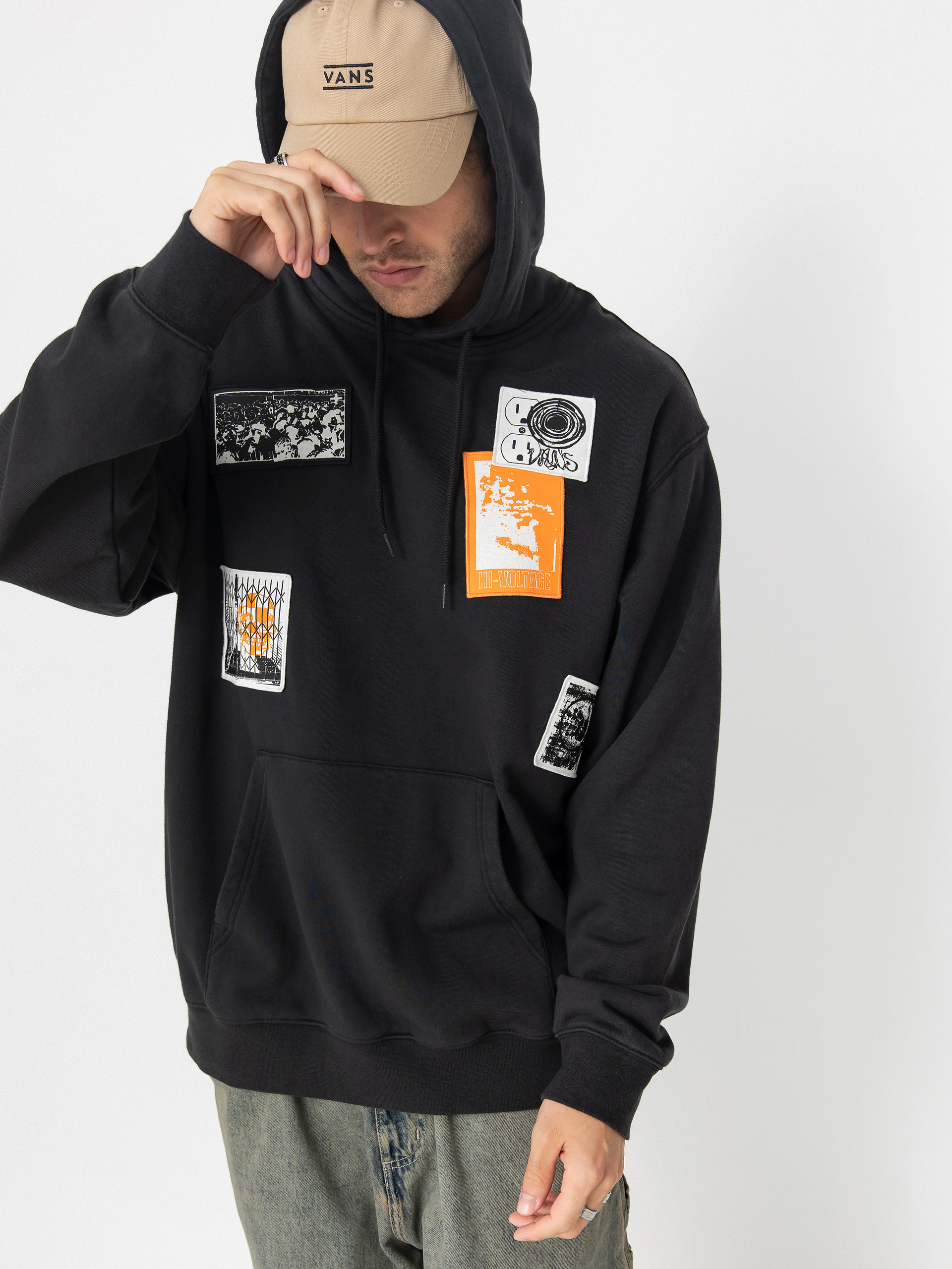 Mikina s kapucí Vans Punk Patch HD (black)