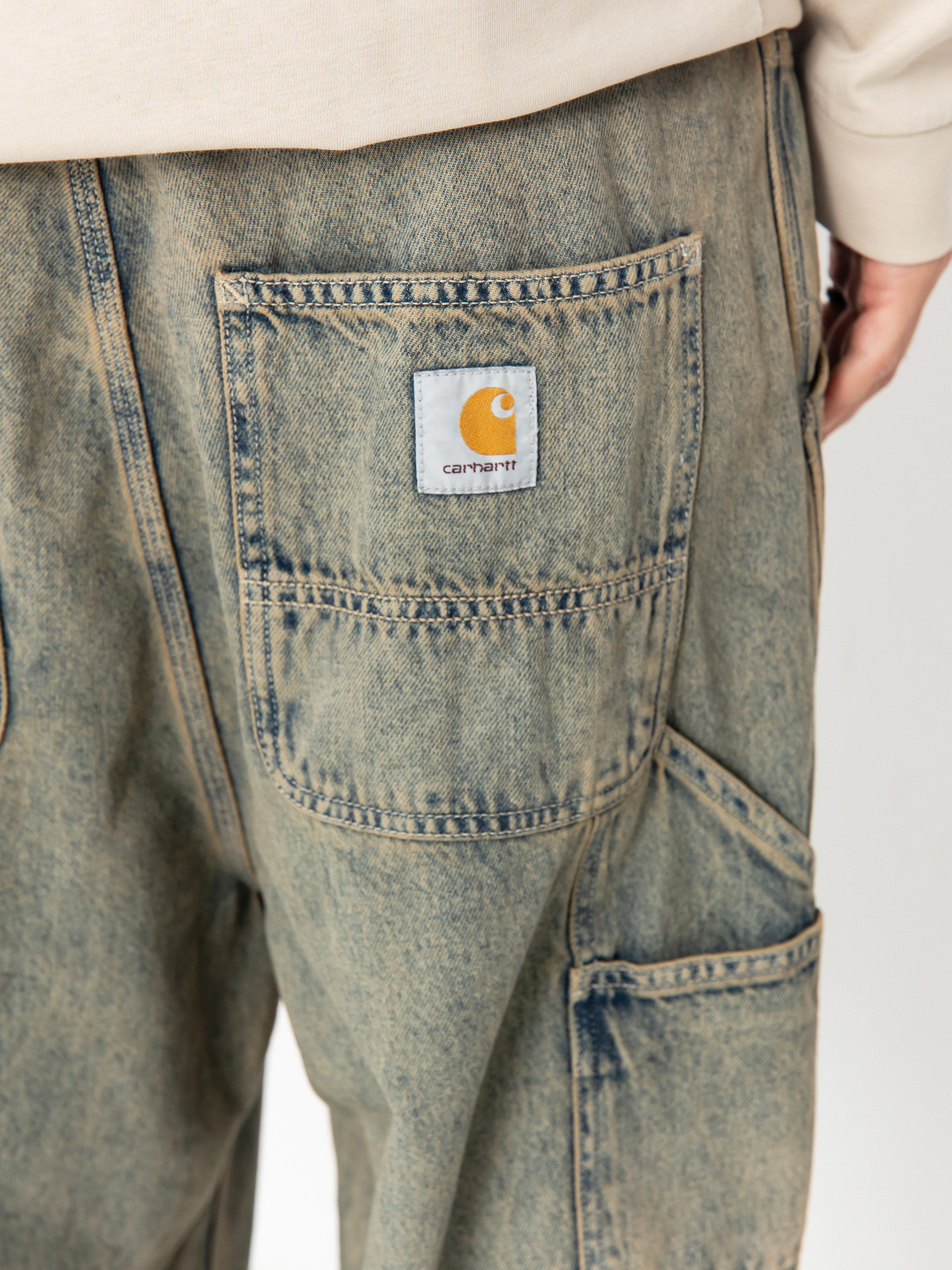 Kalhoty Carhartt WIP OG Single Knee (blue/leather/garment dyed)