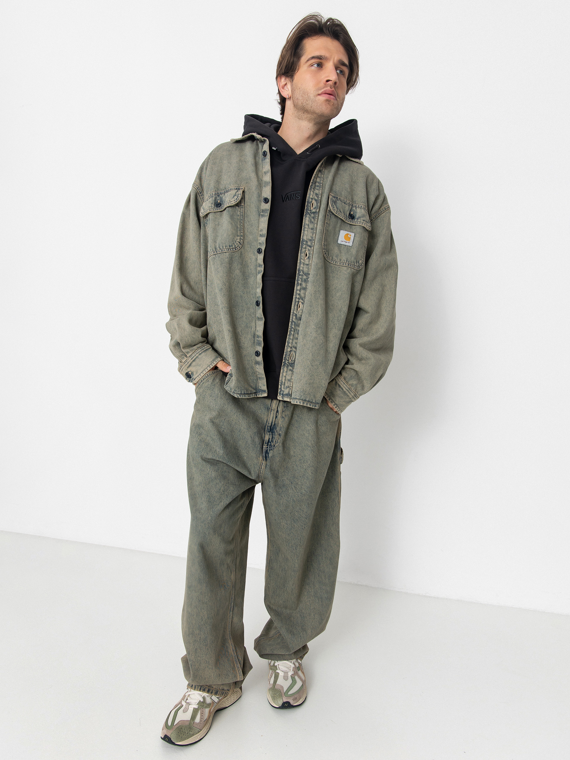 Bunda Carhartt WIP Tigan (blue/leather/garment dyed)