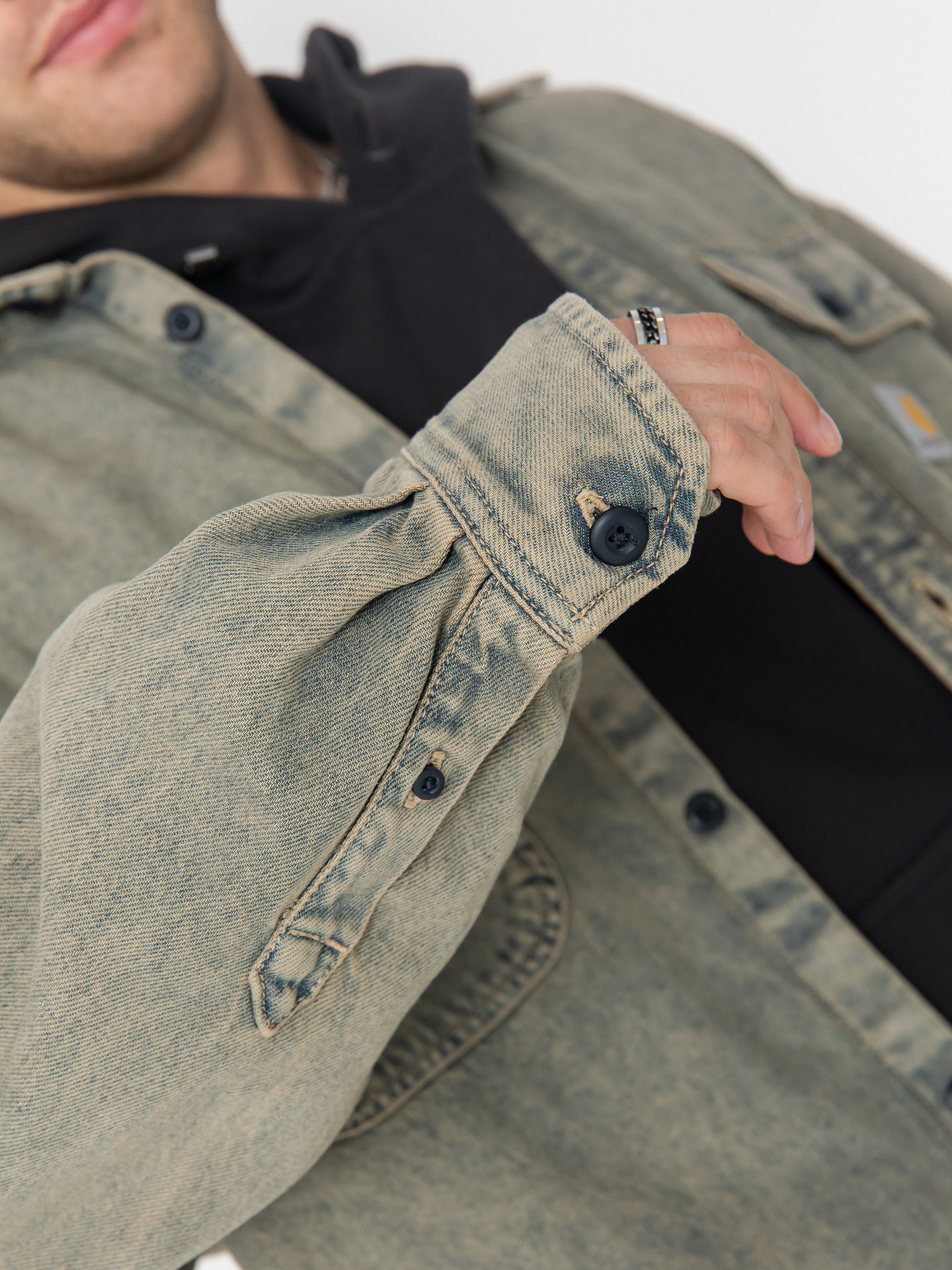 Bunda Carhartt WIP Tigan (blue/leather/garment dyed)