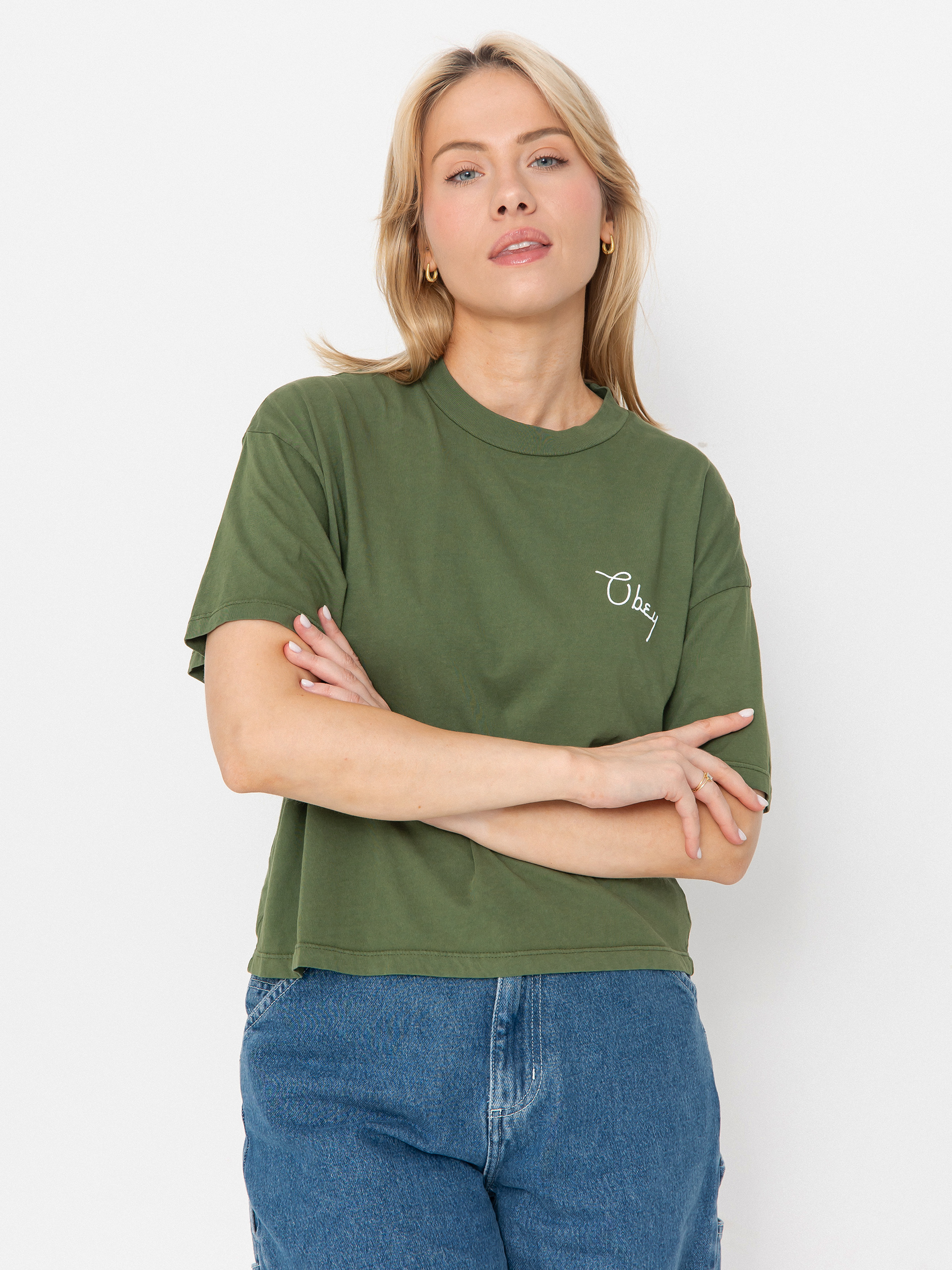 Tričko OBEY Obey Scripty Cities Wmn (bronze green)