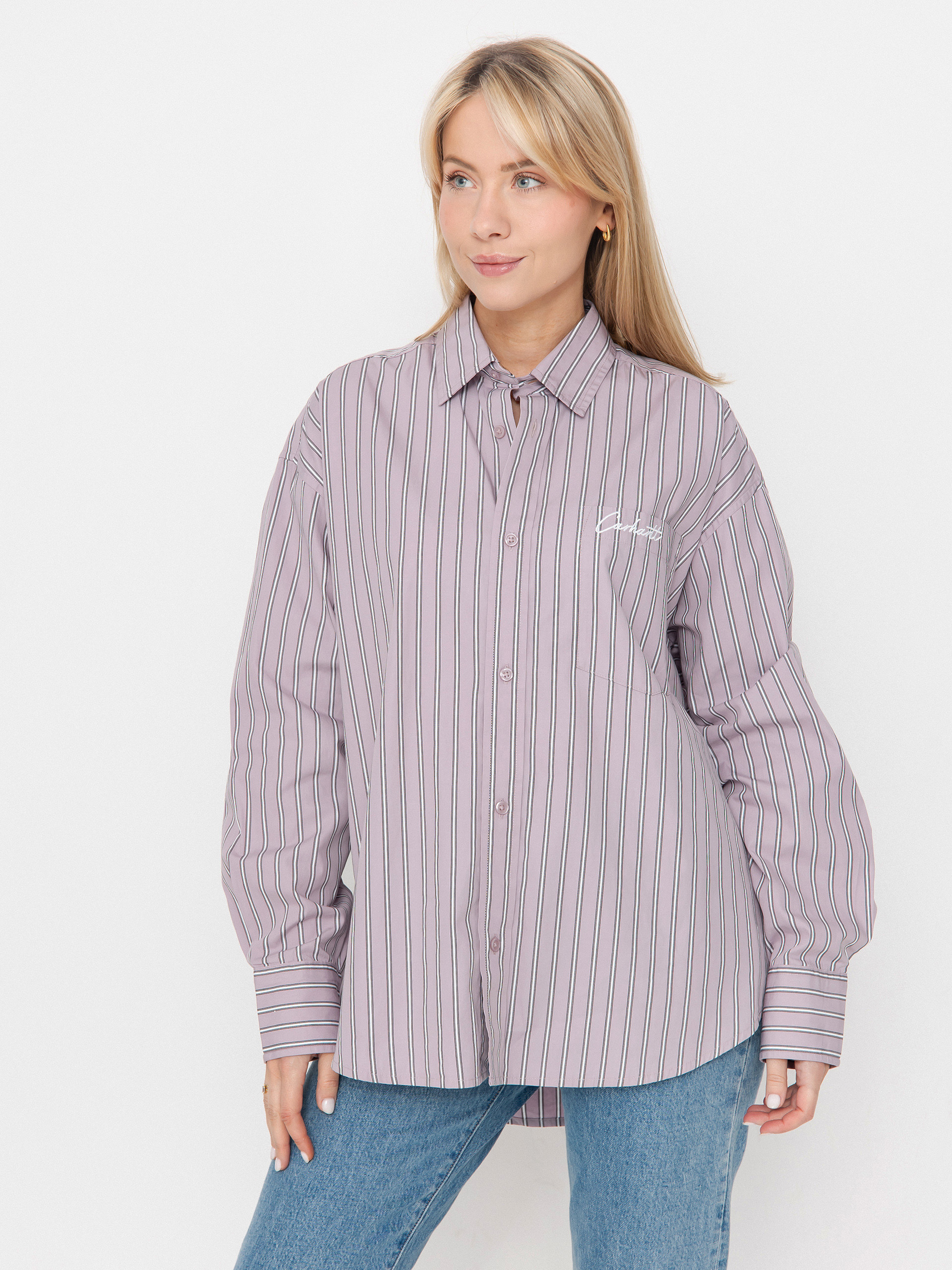 Košile Carhartt WIP Grimsby Wmn (grimsby stripe/pink fog)