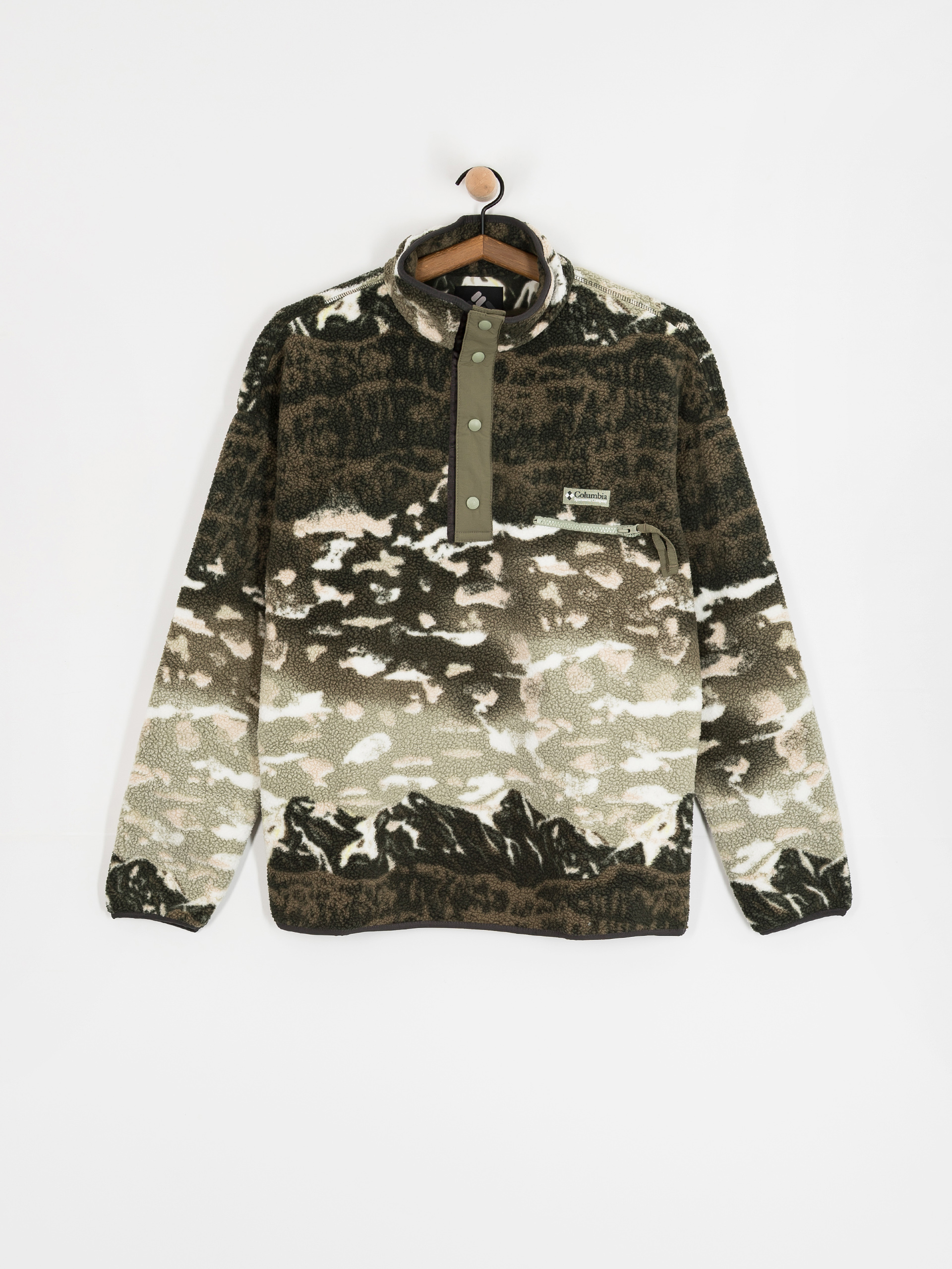 Pánský Fleecová mikina Columbia Helvetia II Printed Half Snap (safari sisters)