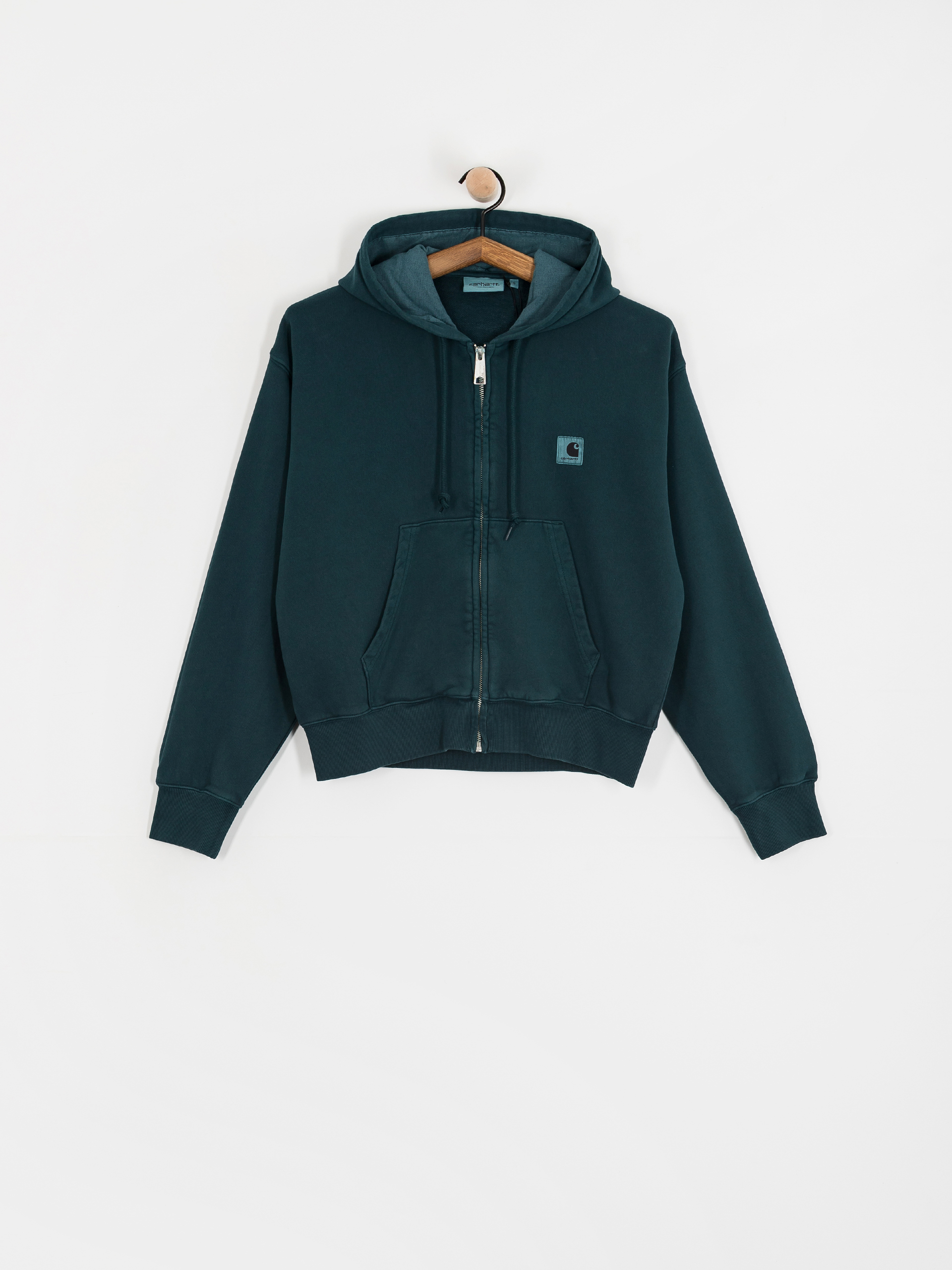 Mikina s kapucí Carhartt WIP Nelson ZHD Wmn (deep lagoon/garment dyed)
