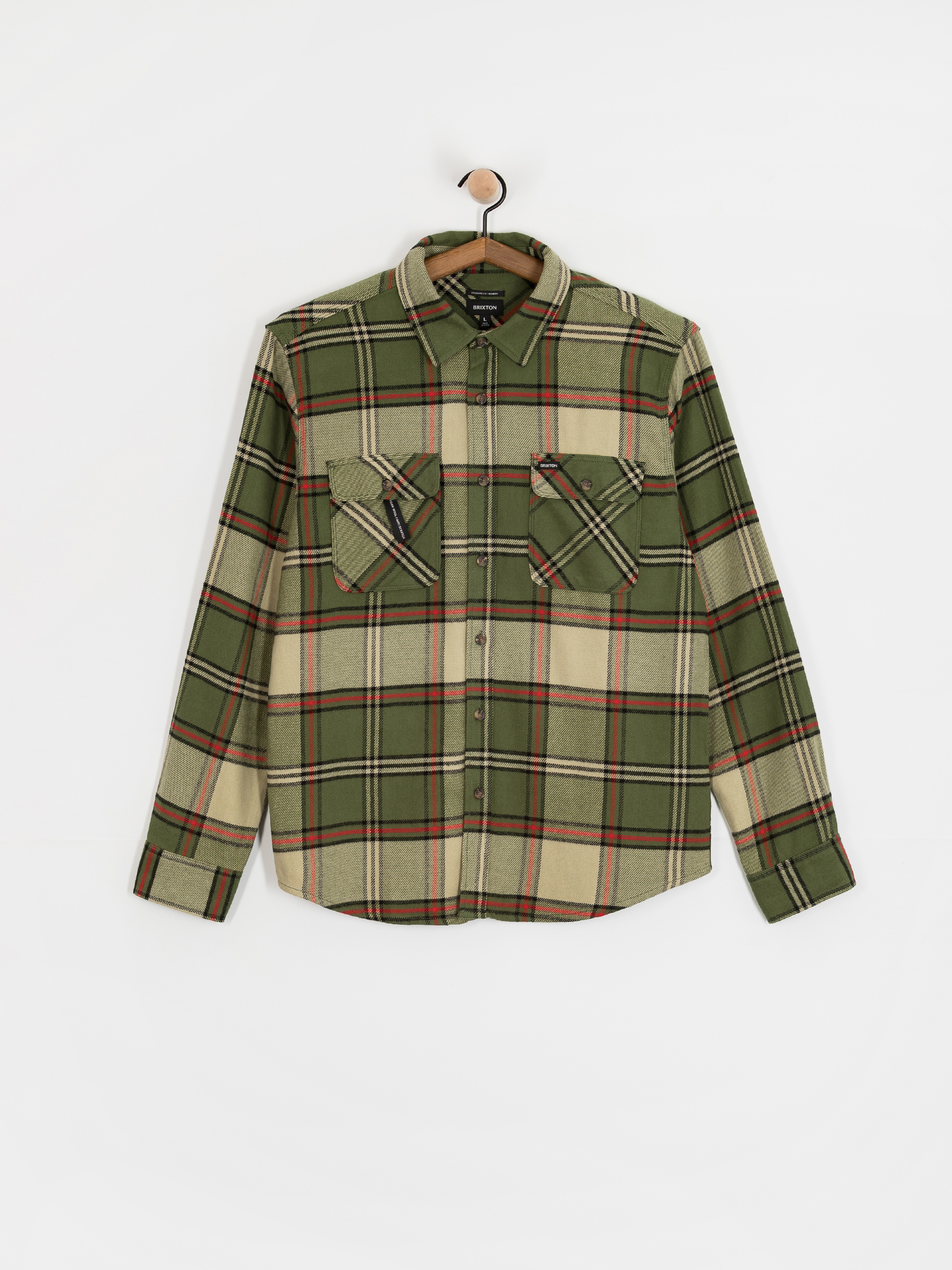 Košile Brixton Bowery Flannel (wild green/elm/adrenaline rush)