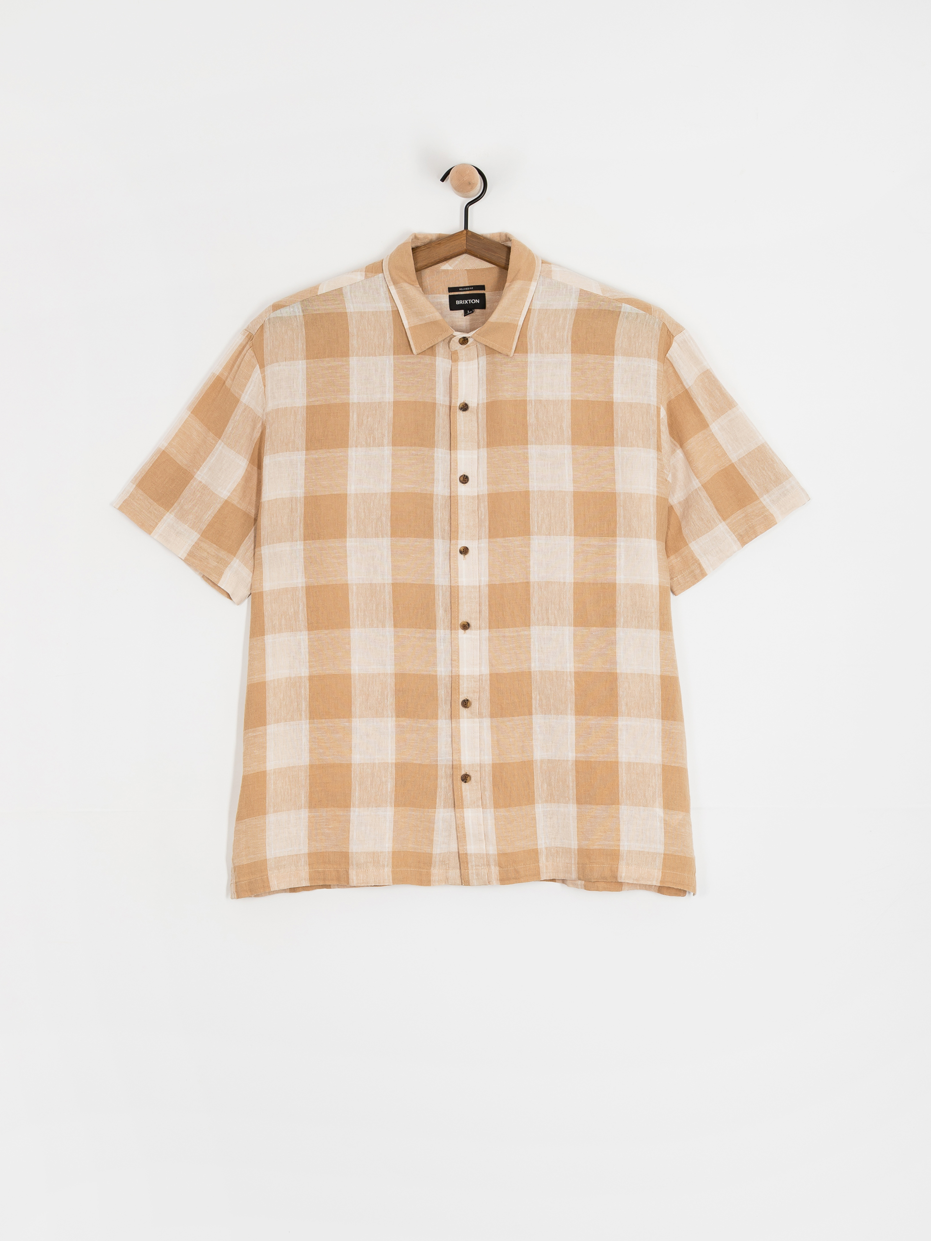 Košile Brixton Cru Linen Blend Wvn (off white/sand)