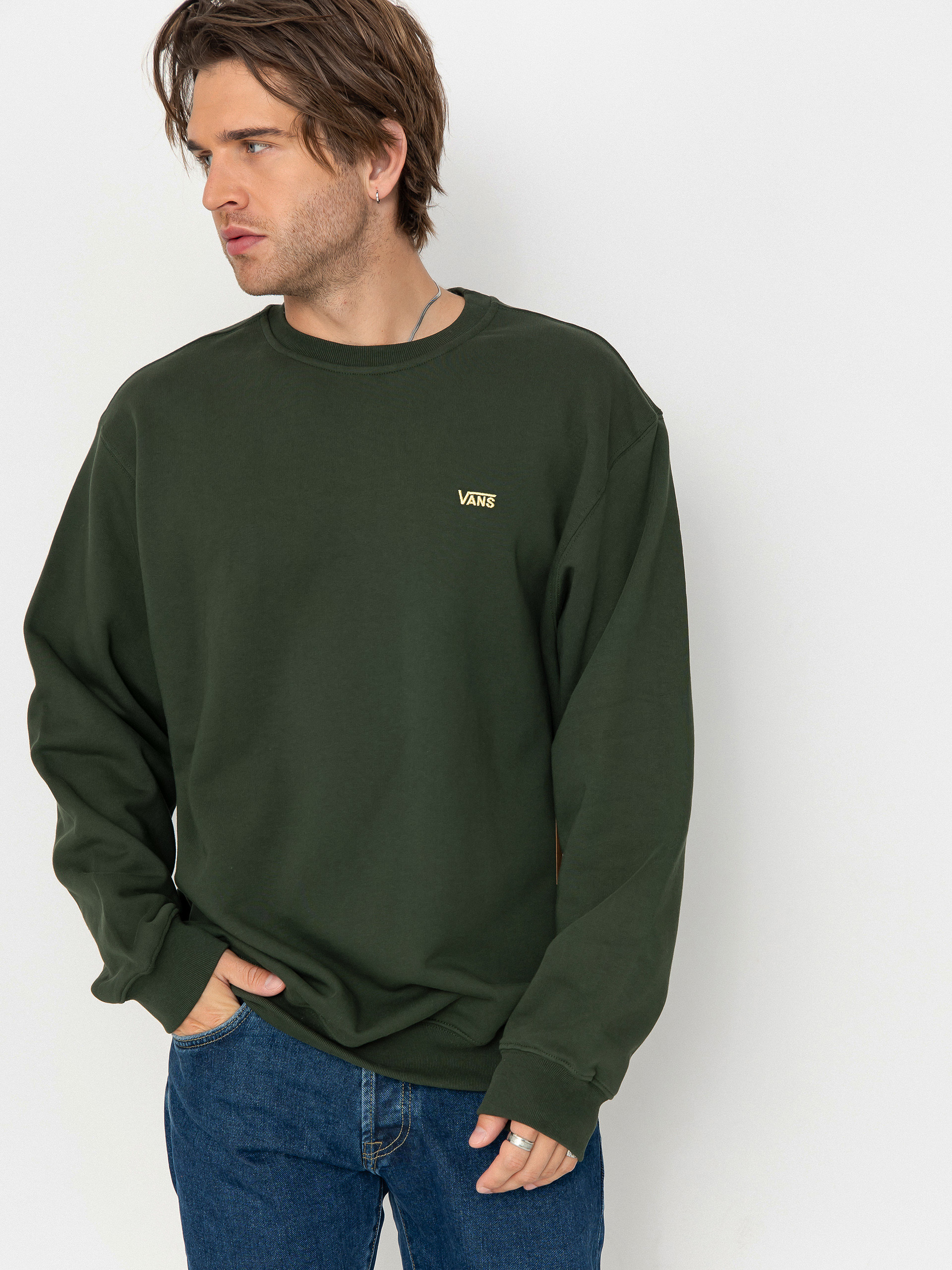 Mikina Vans Left Chest II Loose Crew (dried kelp)
