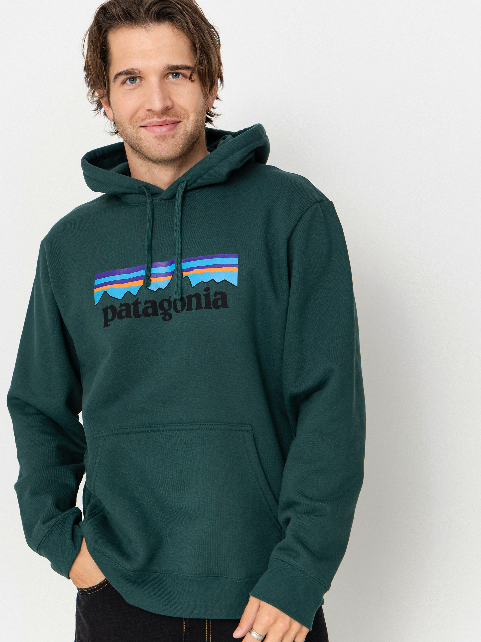 Mikina s kapucí Patagonia P 6 Logo Uprisal HD (cascade green)