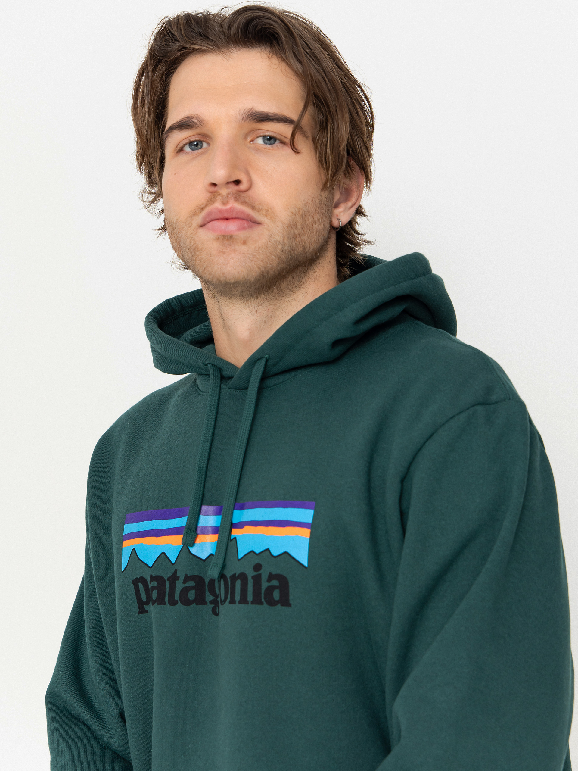 Mikina s kapucí Patagonia P 6 Logo Uprisal HD (cascade green)